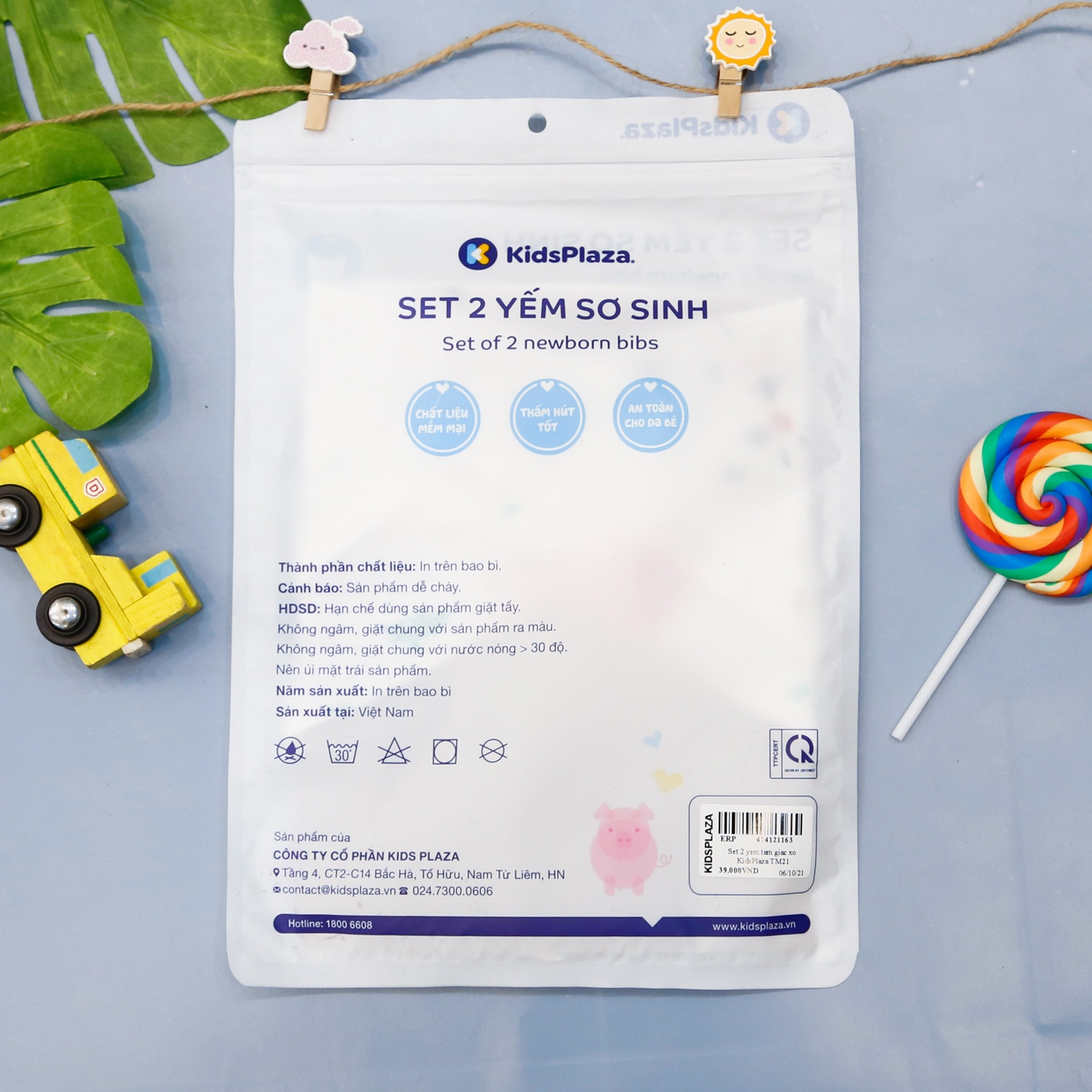 Set 2 yếm tam giác xô KidsPlaza TM21  hình 3