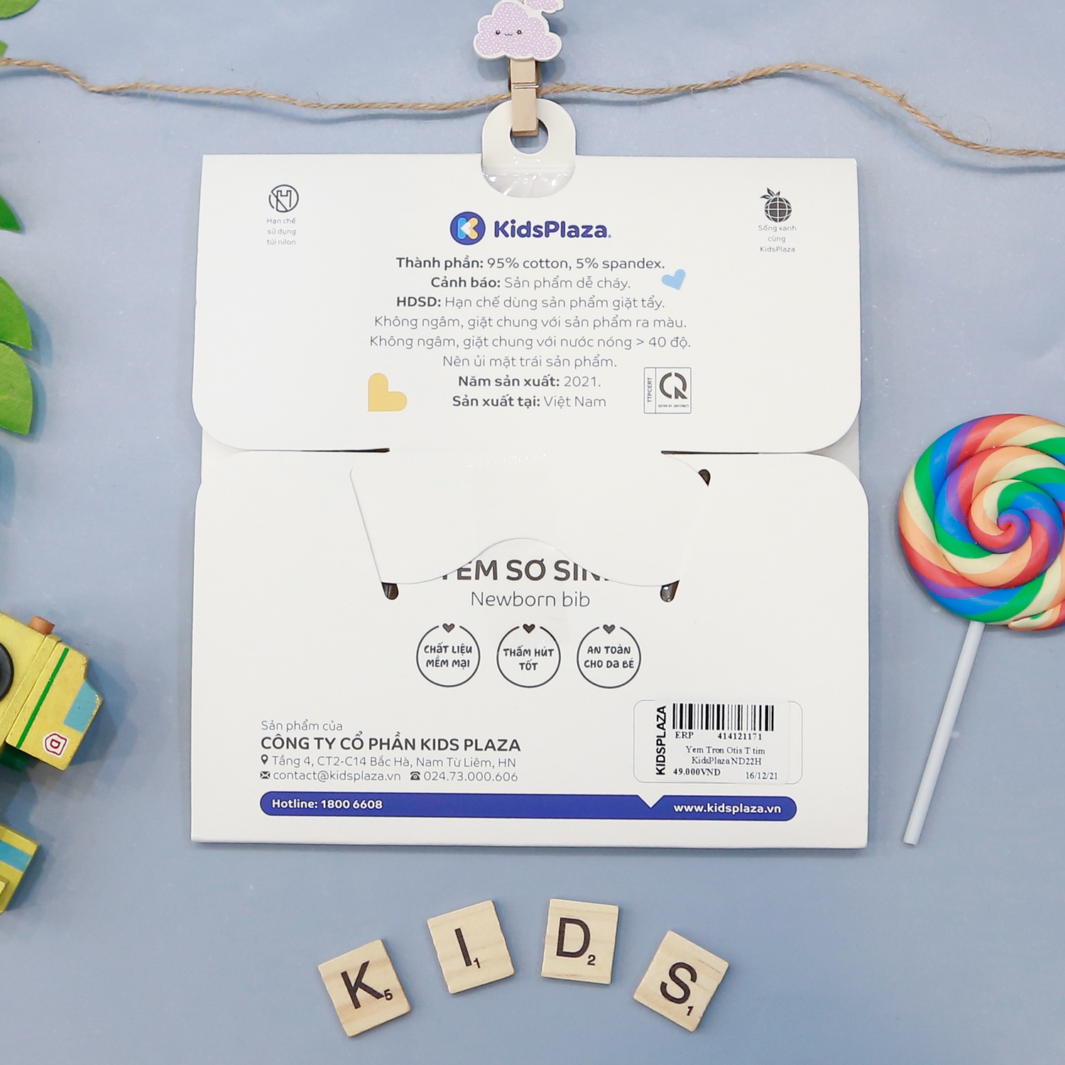 Yếm tròn in hình tim Otis KidsPlaza ND22H trắng  hình 2