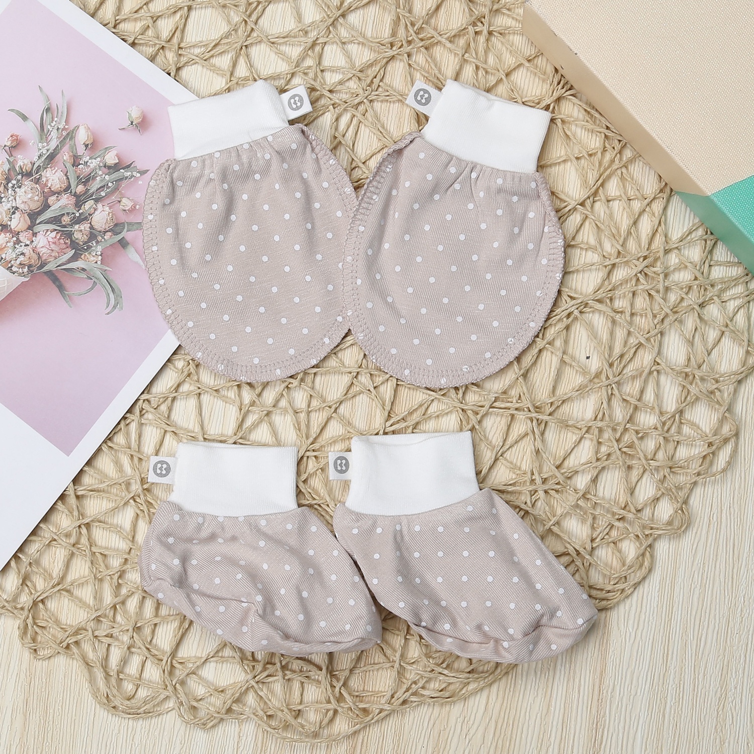 Set bao tay, bao chân KidsPlaza Otis chấm bi ND23T (Be)