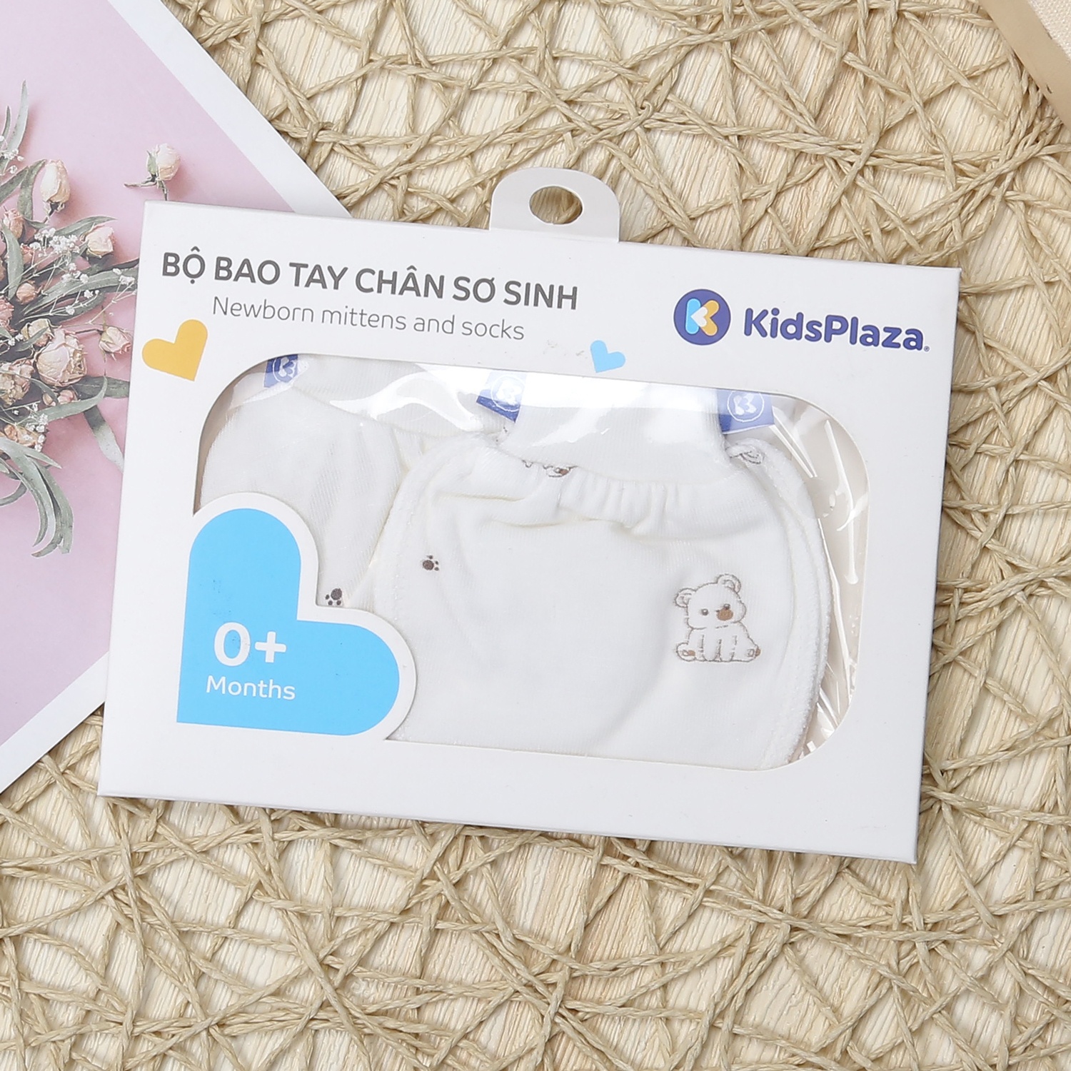 Set bao tay, bao chân KidsPlaza Otis in gấu ND23T (Trắng) hình 2