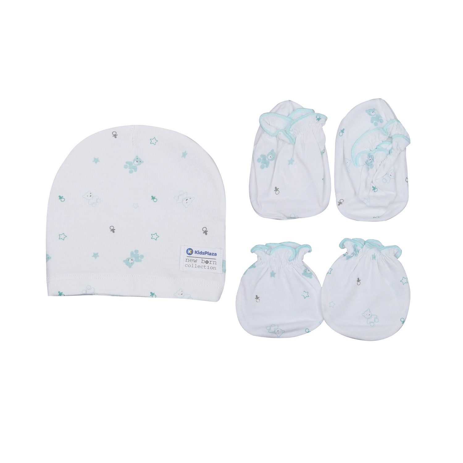 Set mũ và bao tay chân thun KidsPlaza BA21 (Xanh ngọc) hình 1