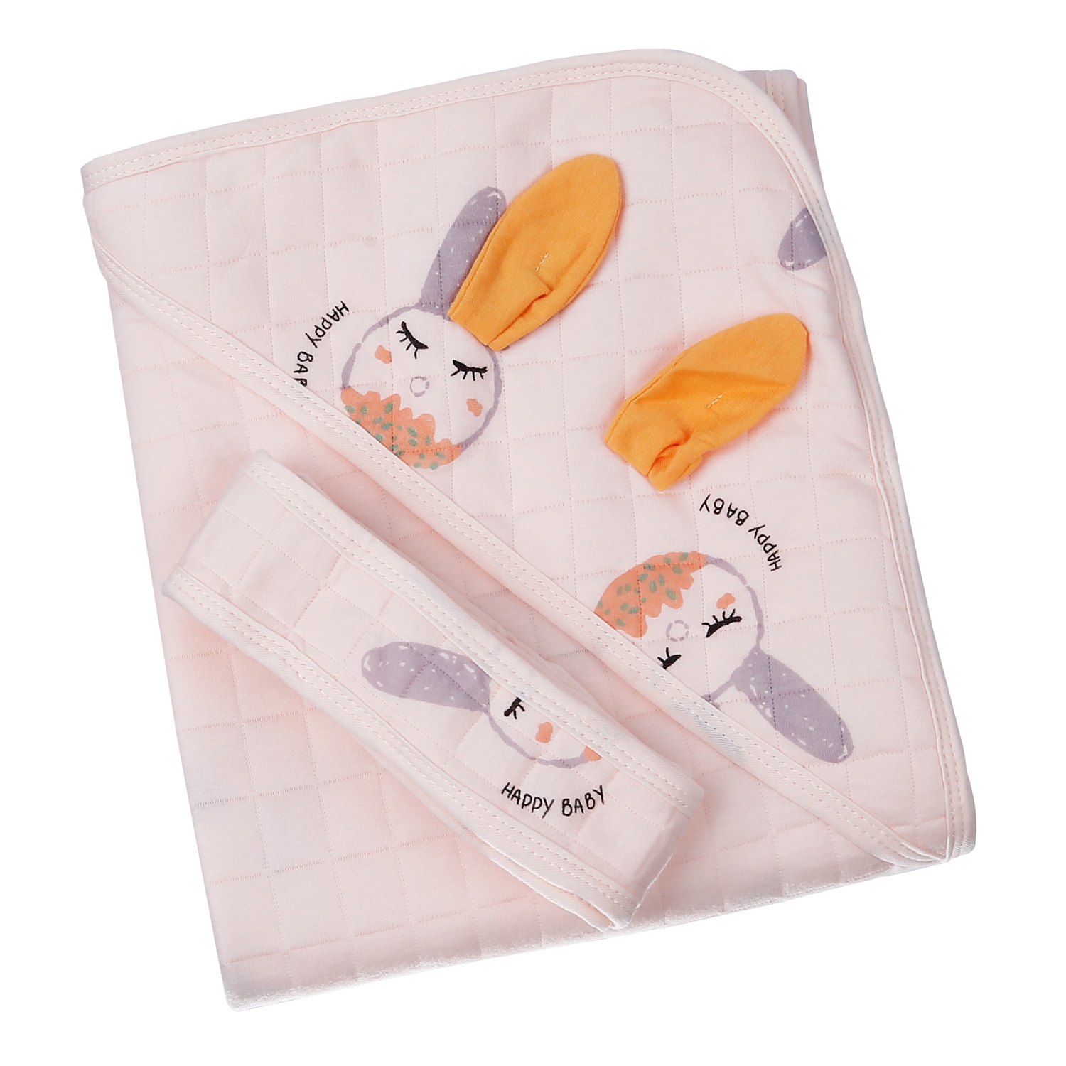 Chăn ủ sơ sinh xốp bông tai thỏ đáng yêu AC22 hình 1