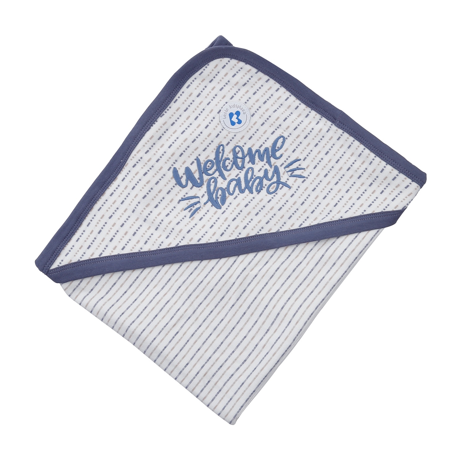 Chăn ủ bé trai KidsPlaza có mũ kẻ ND22D (Xanh dương) hình 1