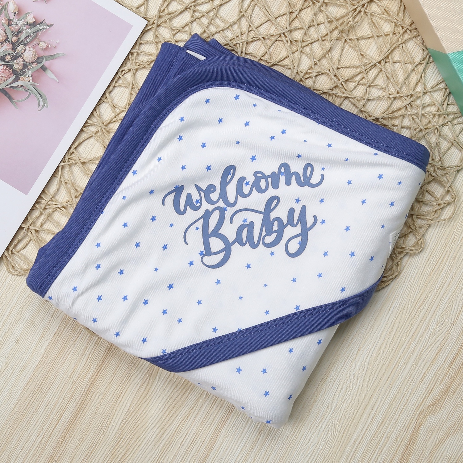 Chăn ủ cho bé KidsPlaza Otis chấm bi ND23T (Trắng xanh) hình 1