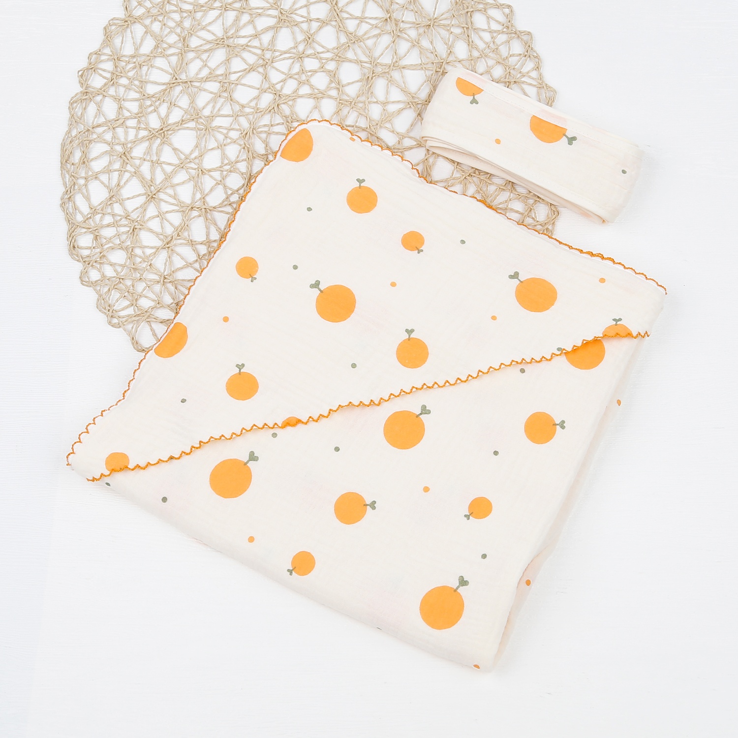 Chăn Ủ Kids Plaza Muslin có mũ hình quả cam PG23 hình 1