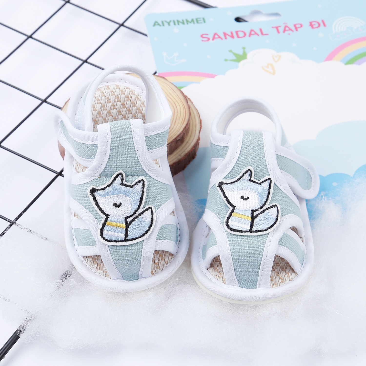 Dép sandal tập đi Aiyinmei hình cáo 23K-SD10 (Xanh) hình 1