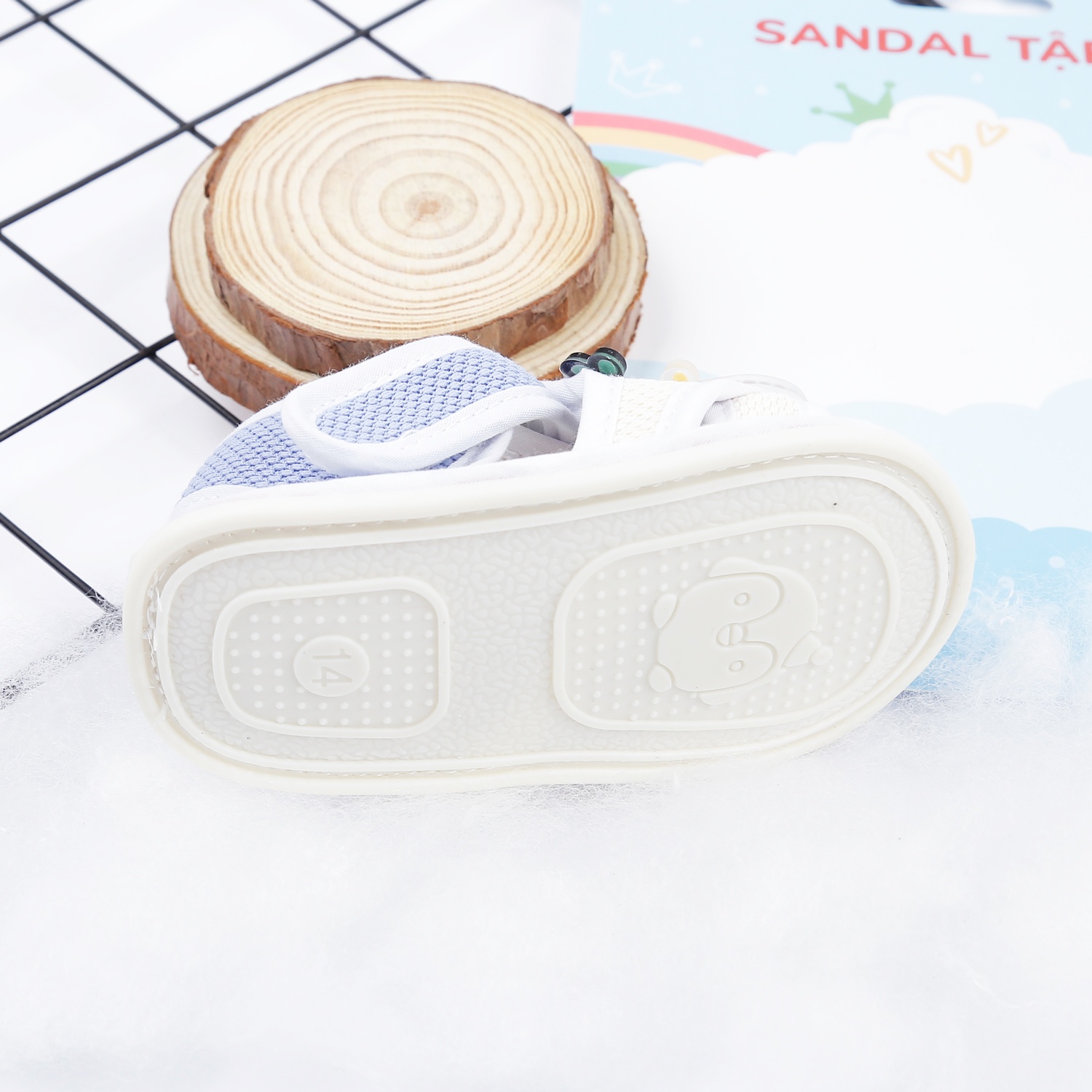 Dép sandal tập đi Aiyinmei hình cừu 23K-SD4 (Be) hình 4