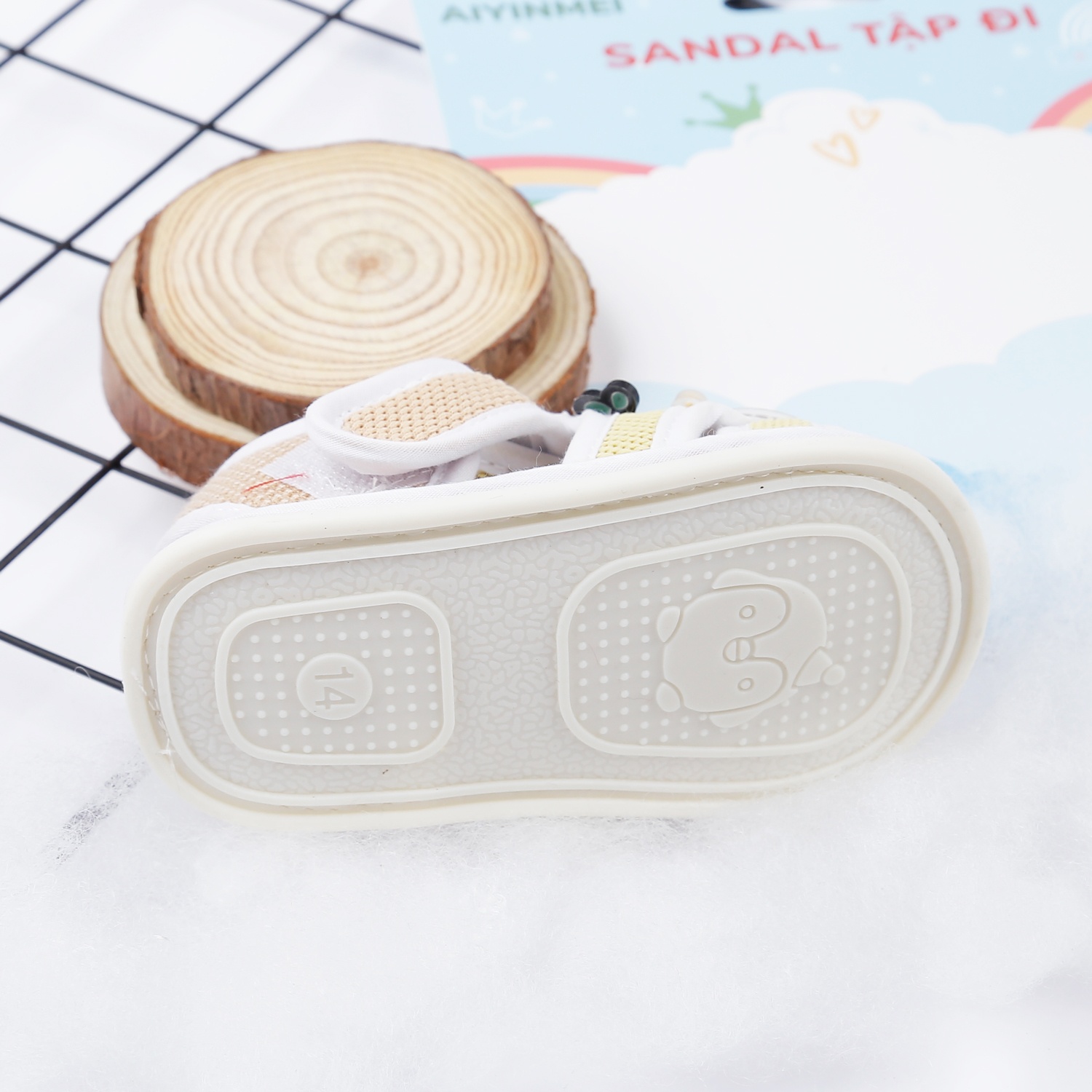 Dép sandal tập đi Aiyinmei hình cừu 23K-SD4 (Vàng) hình 4