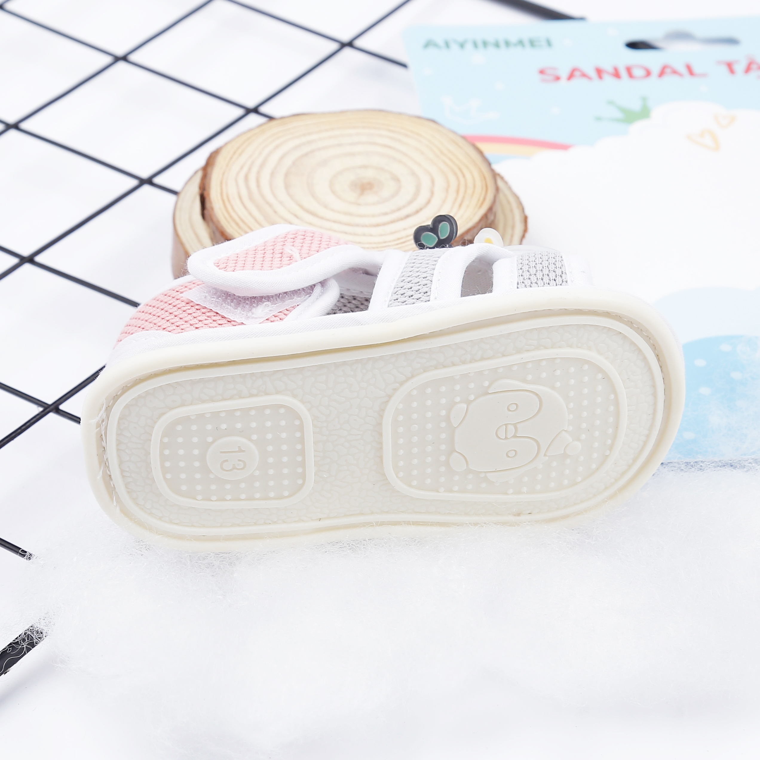 Dép sandal tập đi Aiyinmei hình cừu 23K-SD4  (Ghi) hình 4