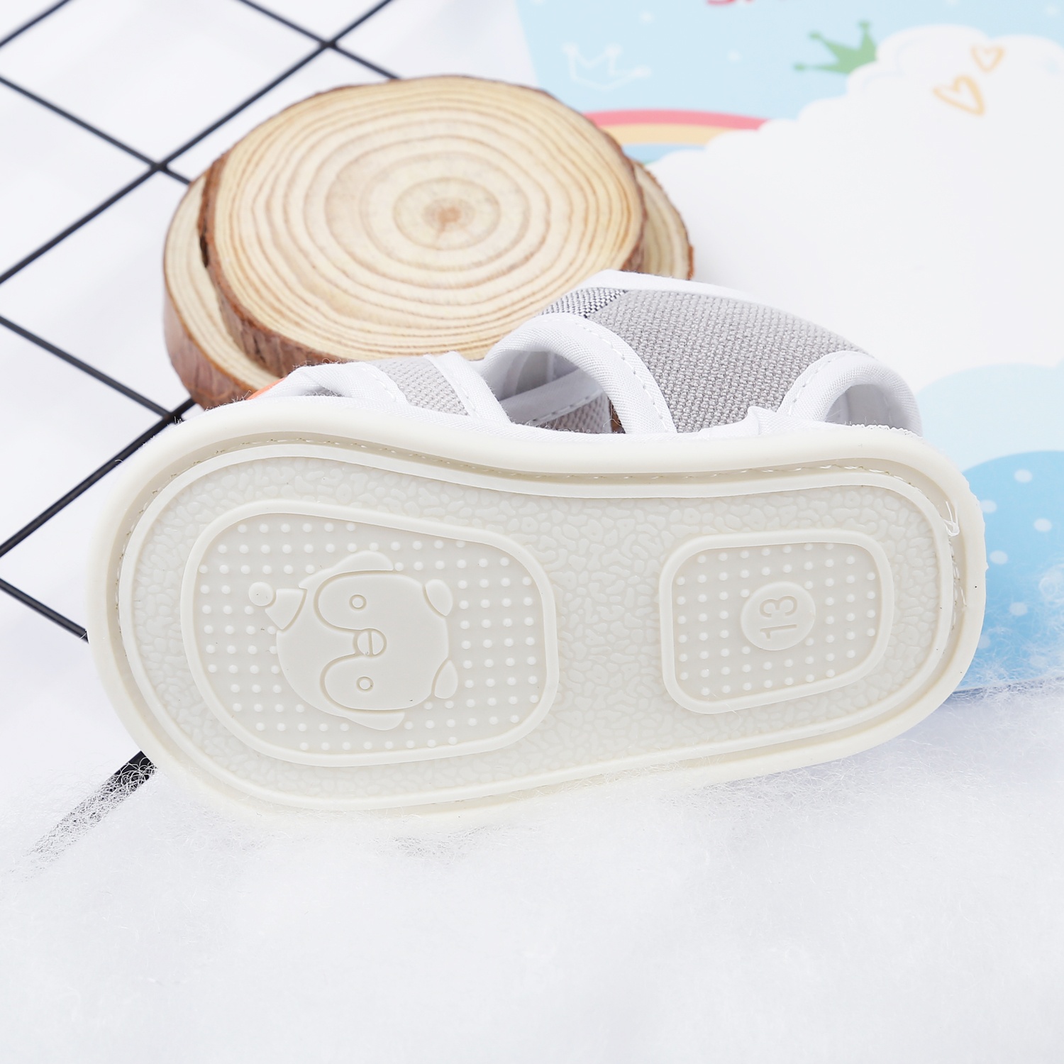 Dép sandal tập đi Aiyinmei hình mèo 23K-SD7 (Ghi)  hình 4