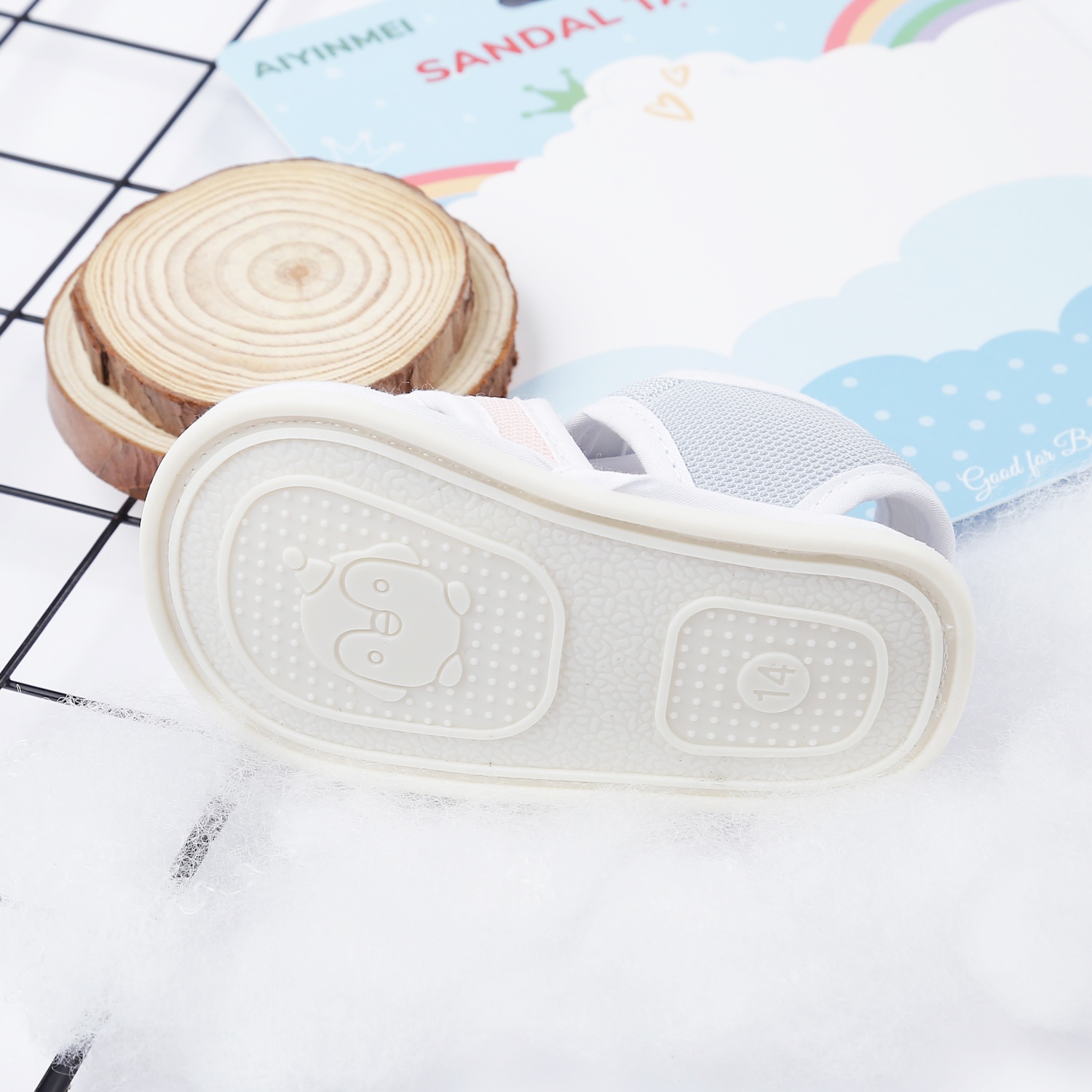 Dép sandal tập đi Aiyinmei hình ngôi nhà 23K-SD6 (Cam nhạt) hình 4