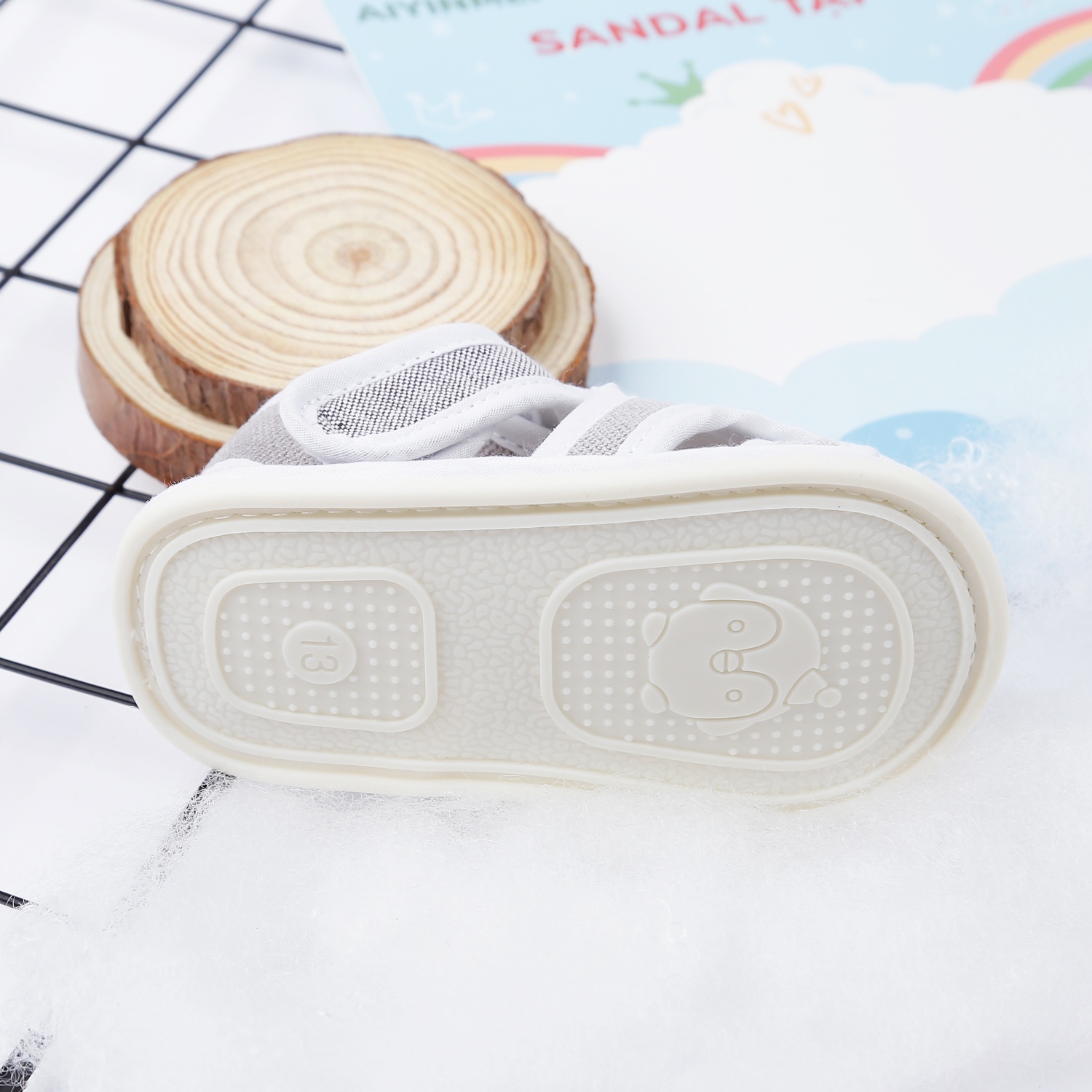 Dép sandal tập đi Aiyinmei hình sư tử 23K-SD9 (Xám)  hình 4