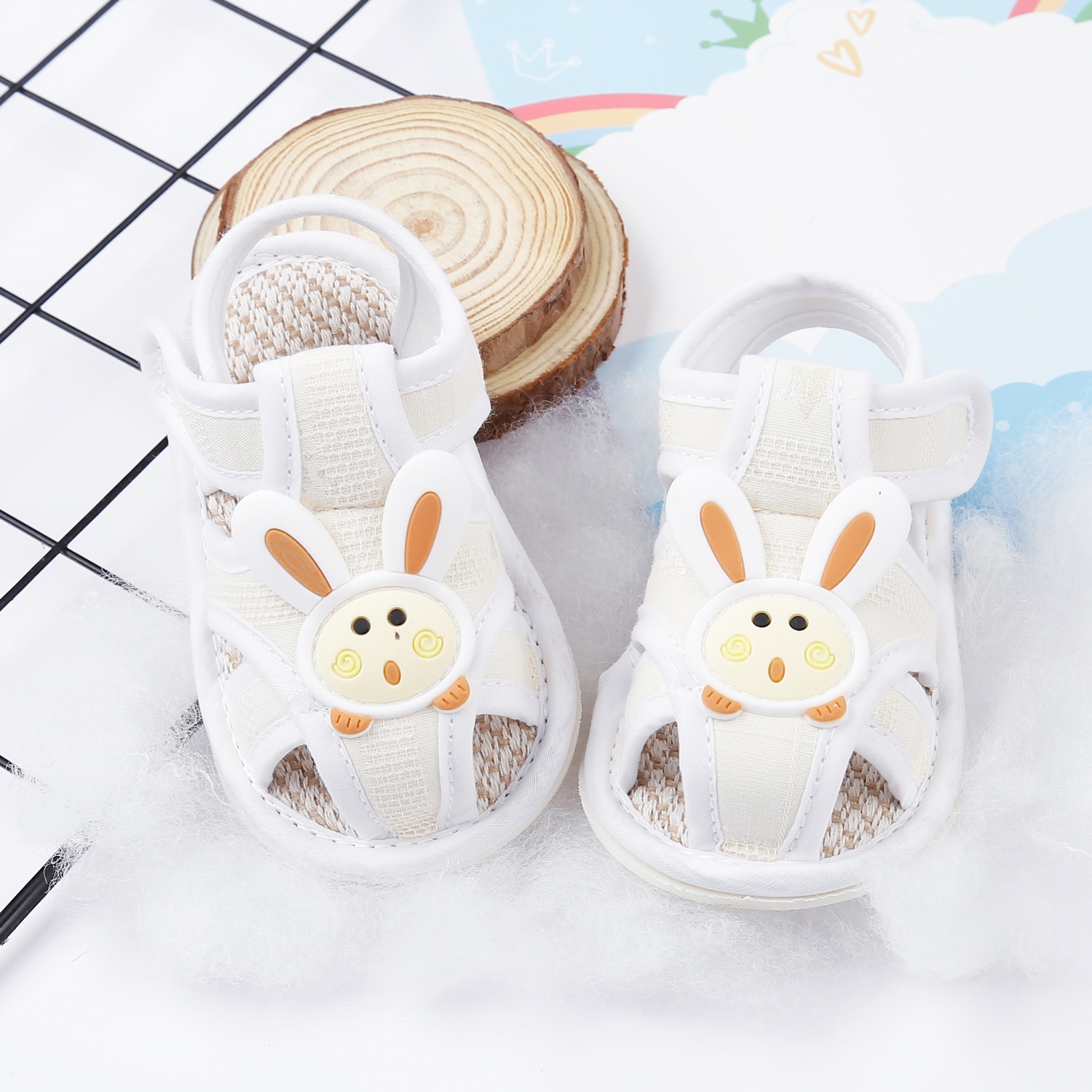 Dép sandal tập đi Aiyinmei hình thỏ 23K-SD5 (Be) hình 1