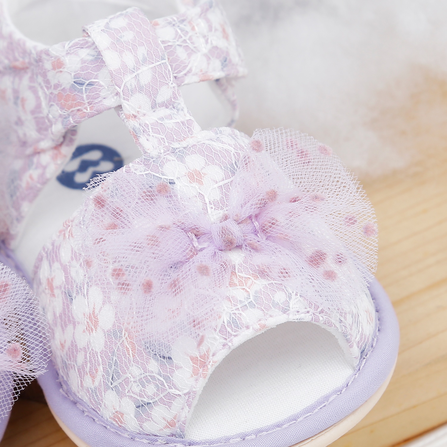 Dép sandal tập đi KidsPlaza ren nơ 23K-S8 (Tím) hình 2