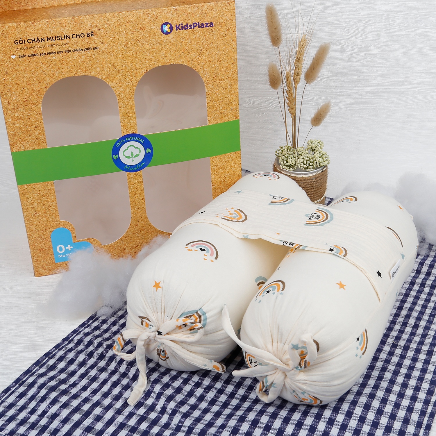 Gối chặn Kids Plaza Muslin hình cầu vòng PG23 hình 1