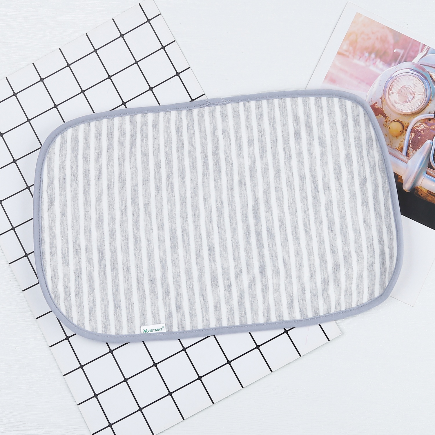 Gối sơ sinh VIETMAT 25x40 (Xanh) hình 1