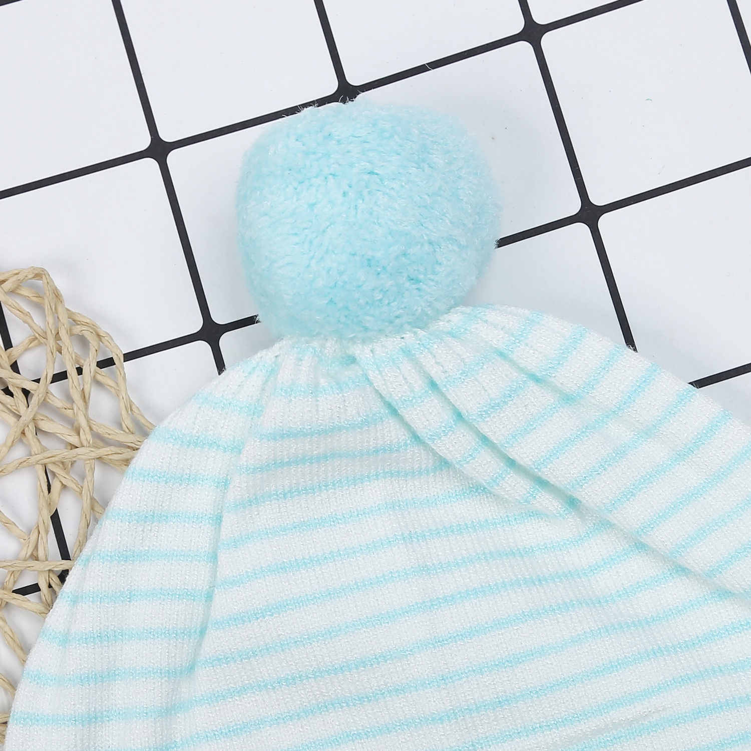 Mũ len quả bông bé trai KidsPlaza ND23D (Kẻ Xanh) hình 2