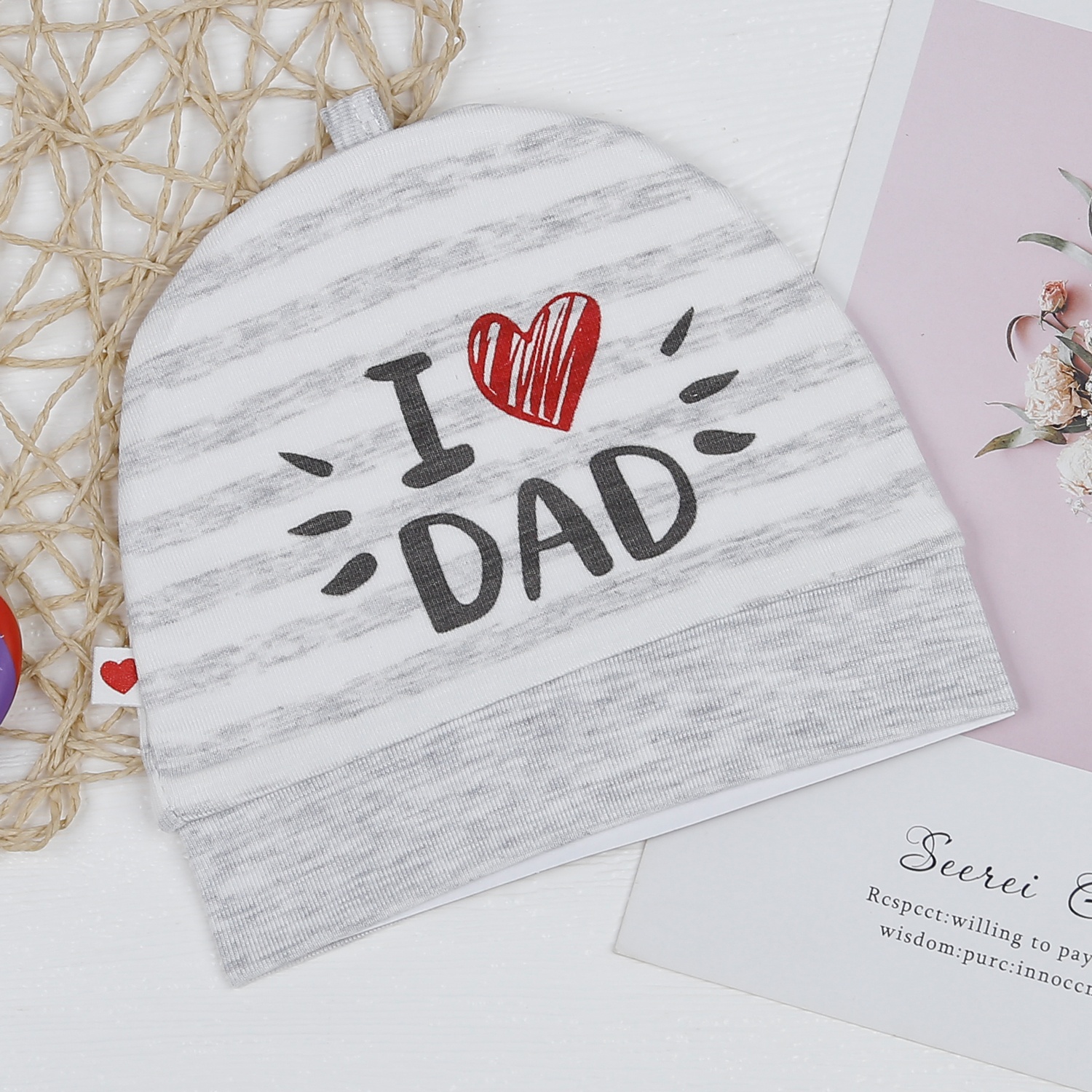 Mũ sơ sinh Otis KidsPlaza trắng kẻ ghi ND23H hình 1