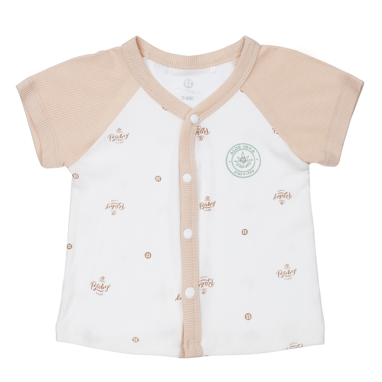 Bộ quần áo cộc tay cài giữa KidsPlaza Fresh air ND23H ( Trắng)