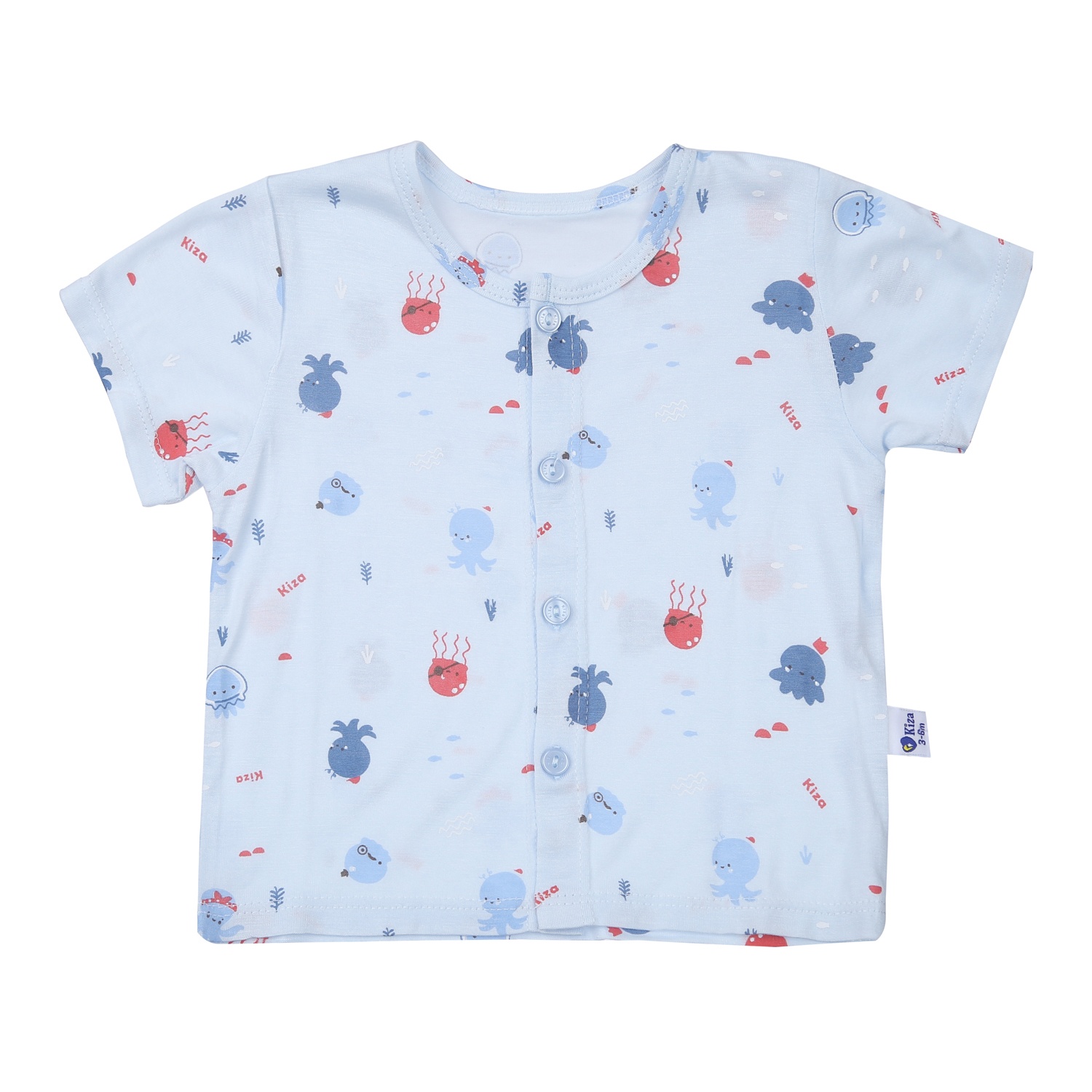 Bộ quần áo cộc tay cài giữa Kiza in bạch tuộc BA23T (Xanh) hình 2