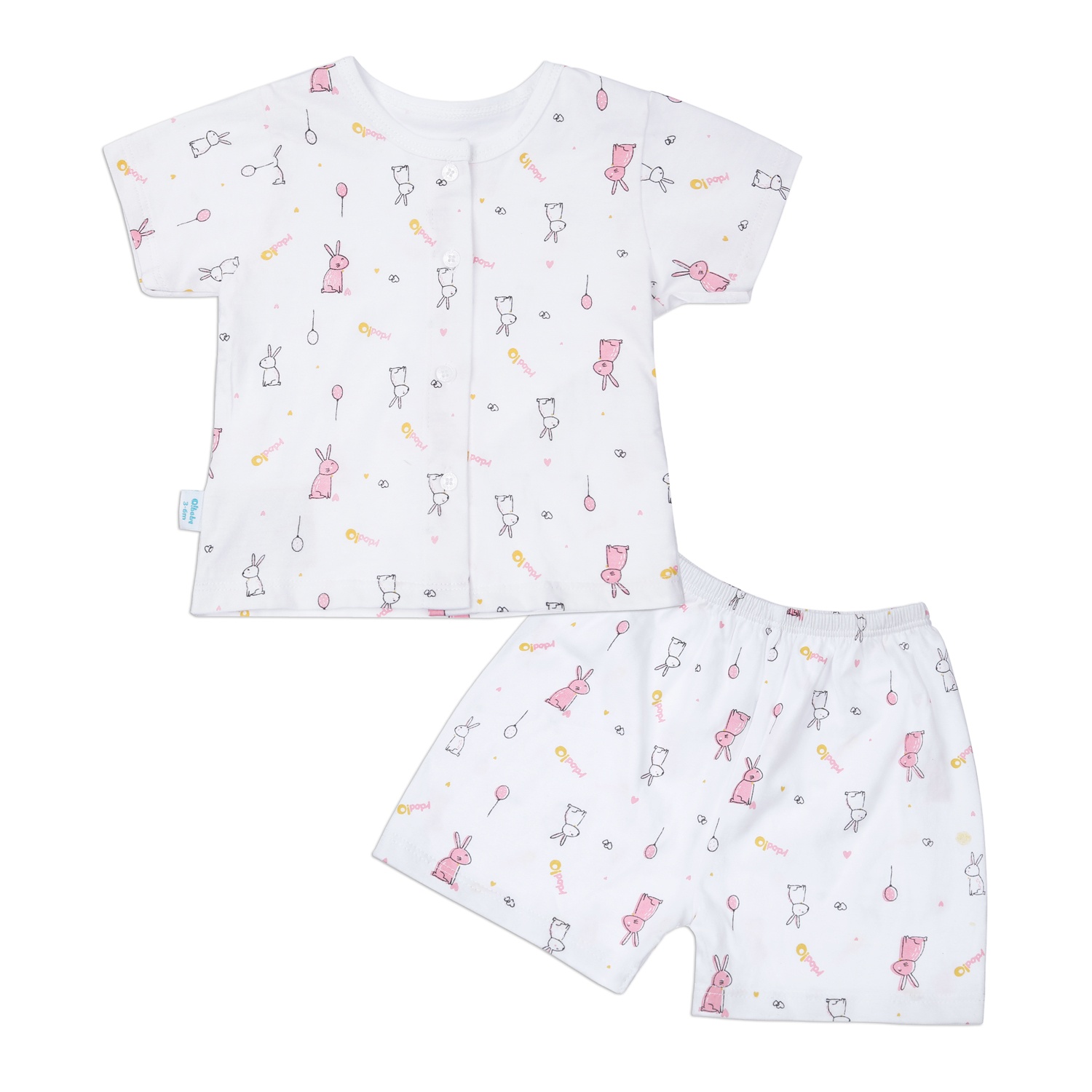 Bộ quần áo cộc tay cài giữa O!Baby in thỏ DN23  hình 1