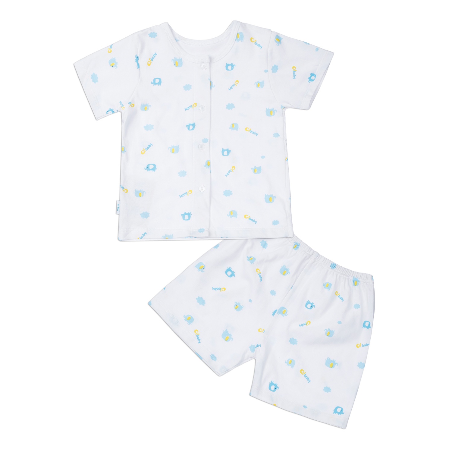 Bộ quần áo cộc tay cài giữa O!Baby in voi DN23 hình 1