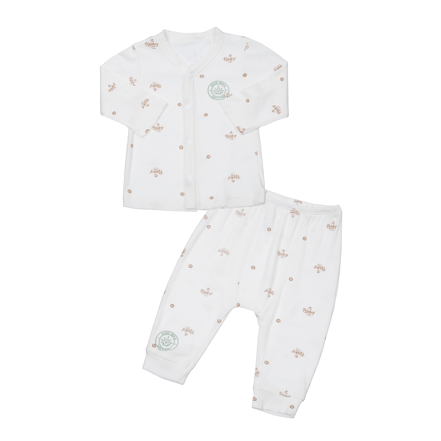 Bộ quần áo dài tay cài giữa KidsPlaza Fresh air ND23H (Trắng) hình 1