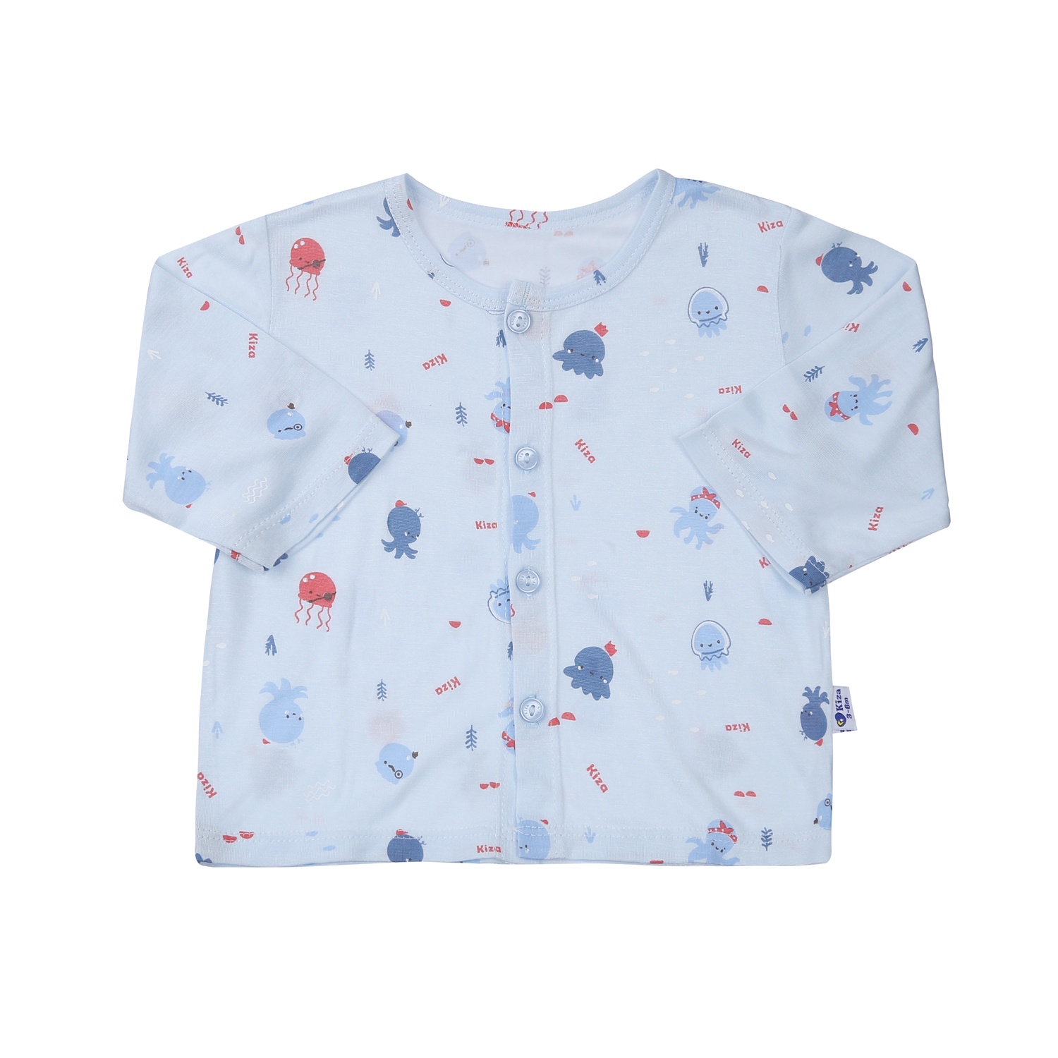 Bộ quần áo dài tay cài giữa Kiza in bạch tuộc BA23T (Xanh) 