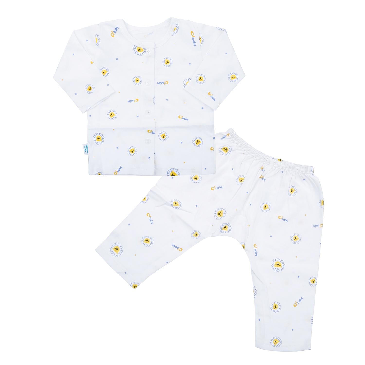 Bộ quần áo dài tay cài giữa O!Baby in sư tử DN23 hình 1