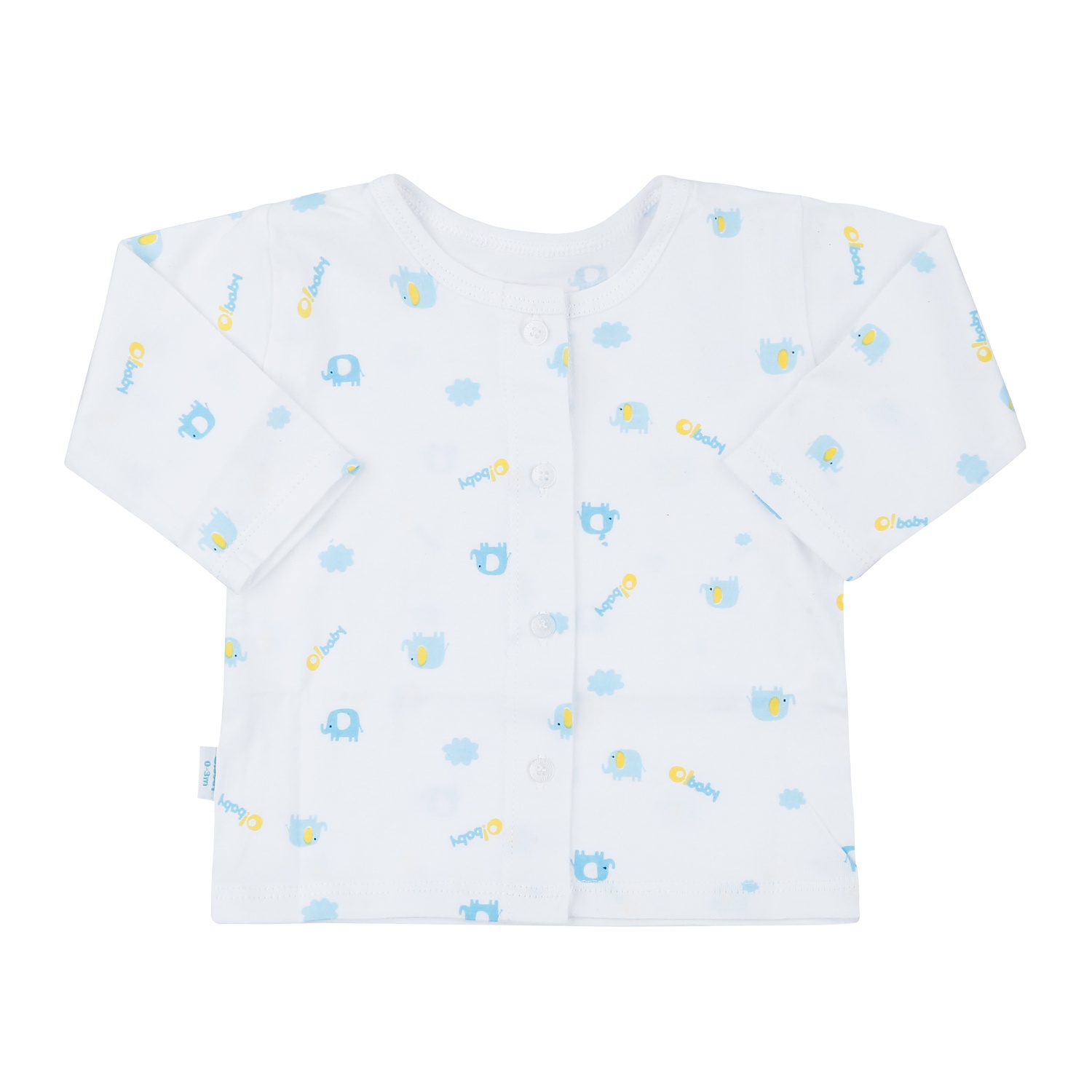 Bộ quần áo dài tay cài giữa O!Baby in voi DN23 (Trắng) hình 2