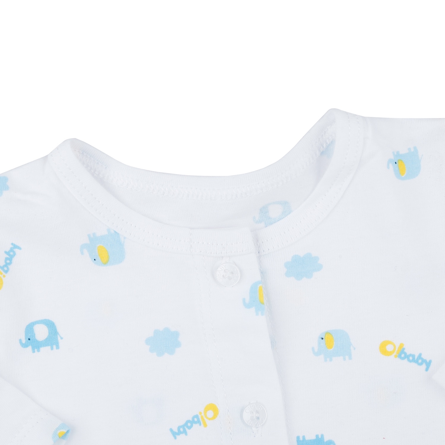 Bộ quần áo dài tay cài giữa O!Baby in voi DN23 (Trắng) hình 3