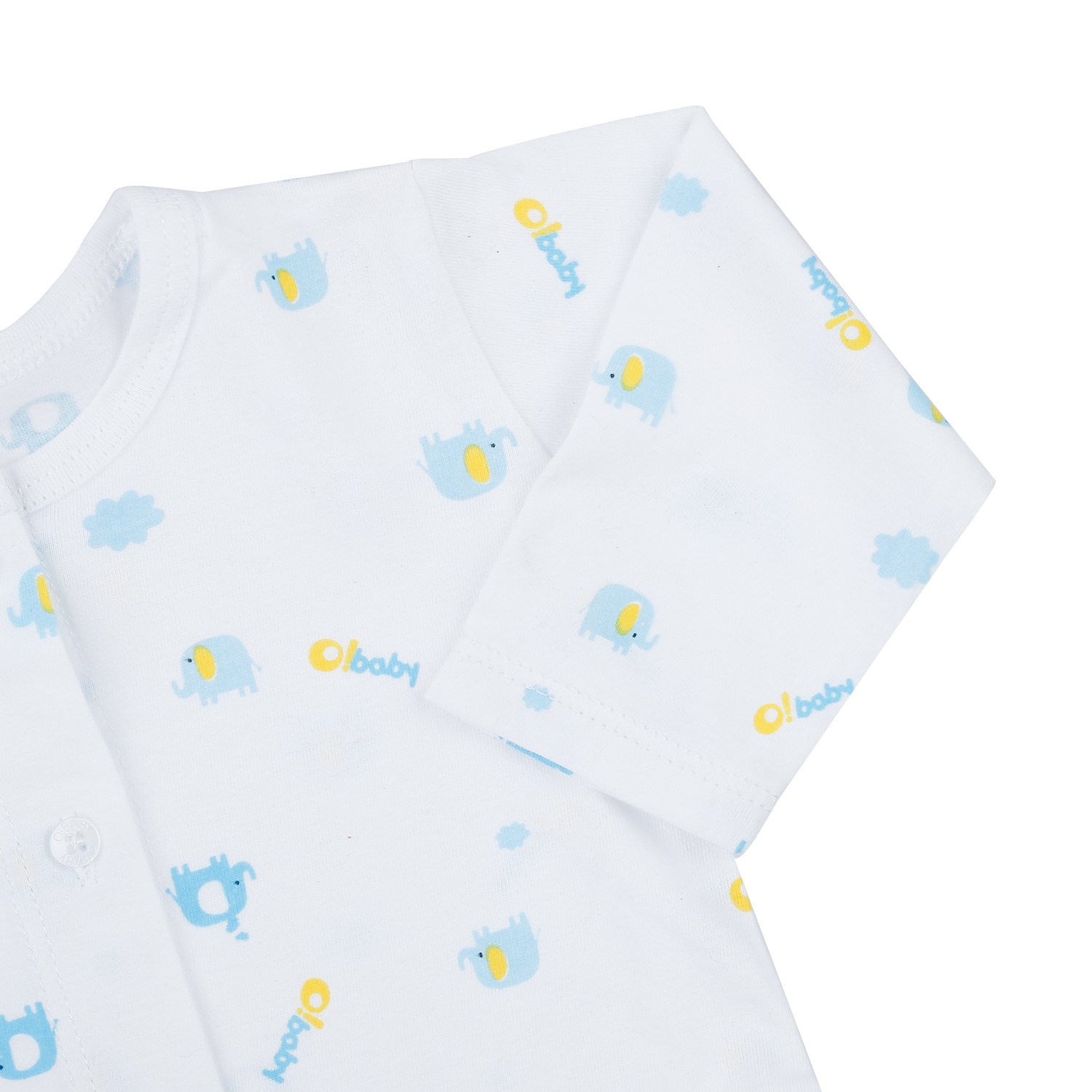 Bộ quần áo dài tay cài giữa O!Baby in voi DN23 (Trắng) hình 4