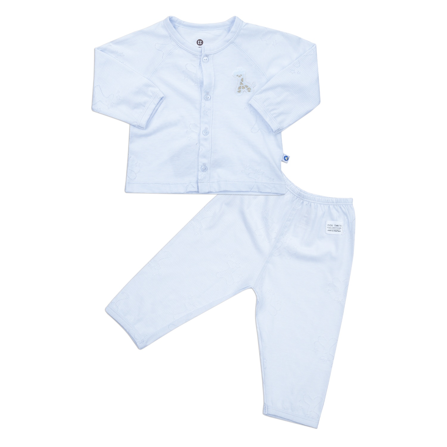 Bộ quần áo sơ sinh dài tay KidsPlaza in hươu HN23H (Xanh nhạt)