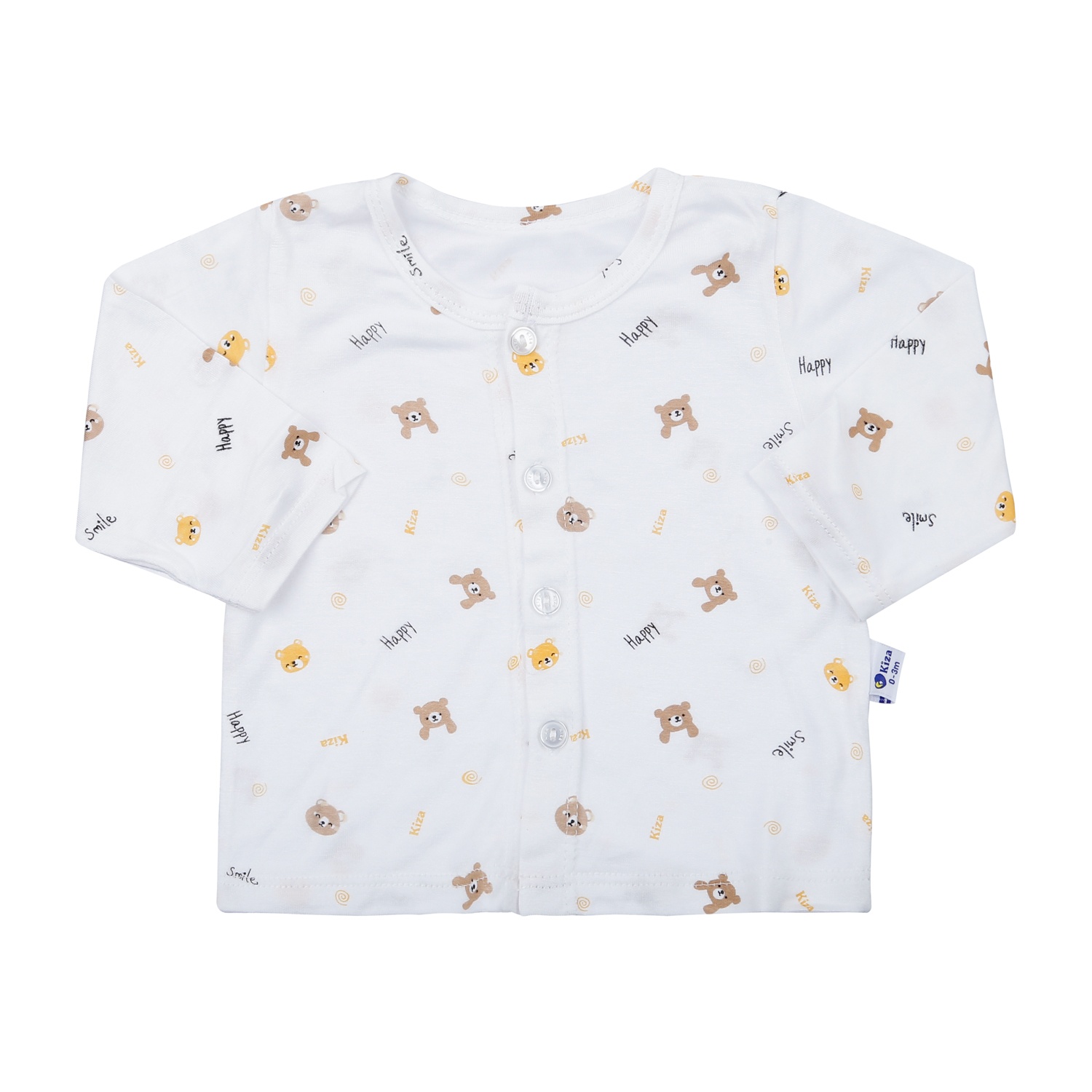 Bộ quần áo sơ sinh Kiza cài giữa in gấu BA23H (Trắng) hình 1