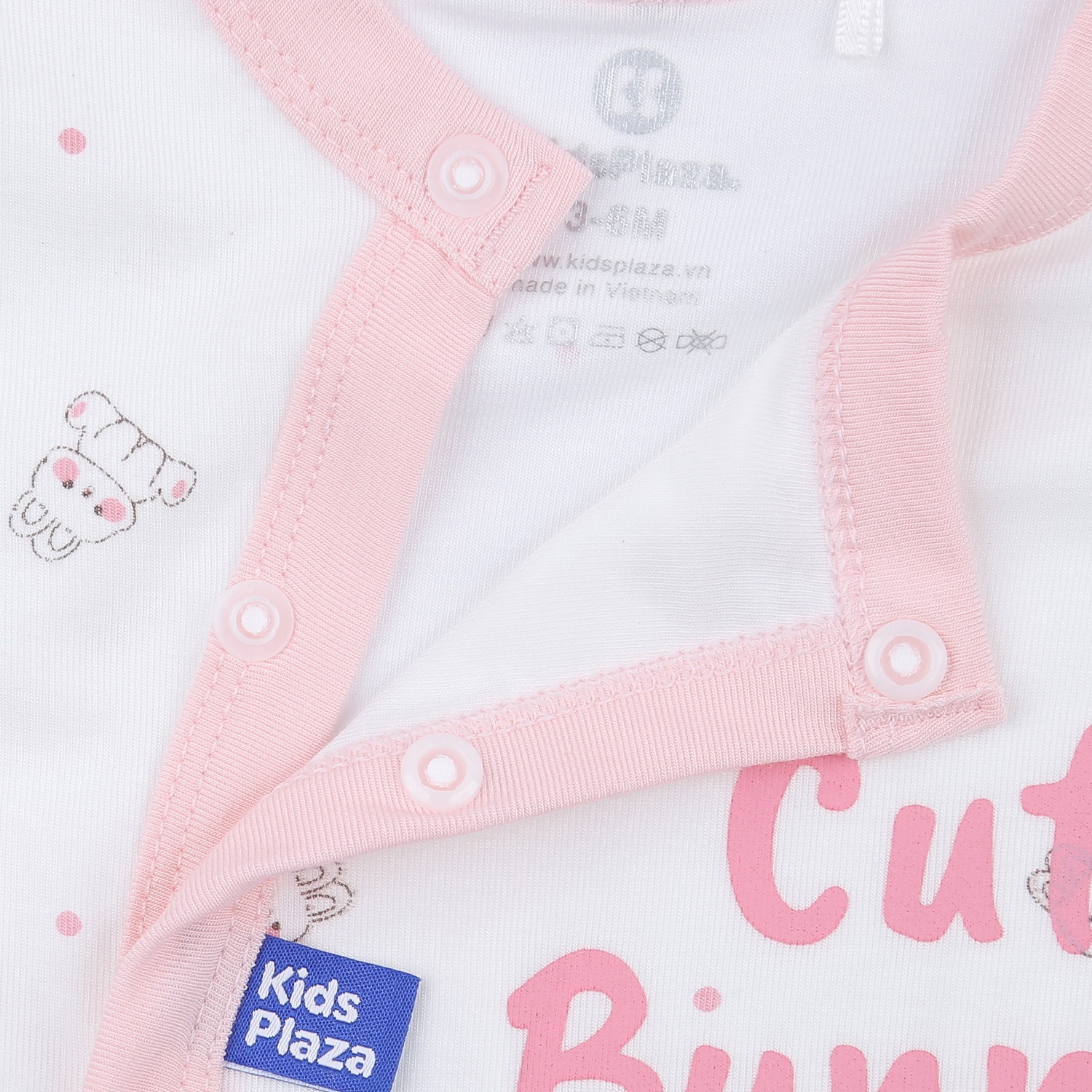 Body dài tay cài lệch KidsPlaza Otis ND23T (Trắng hồng)