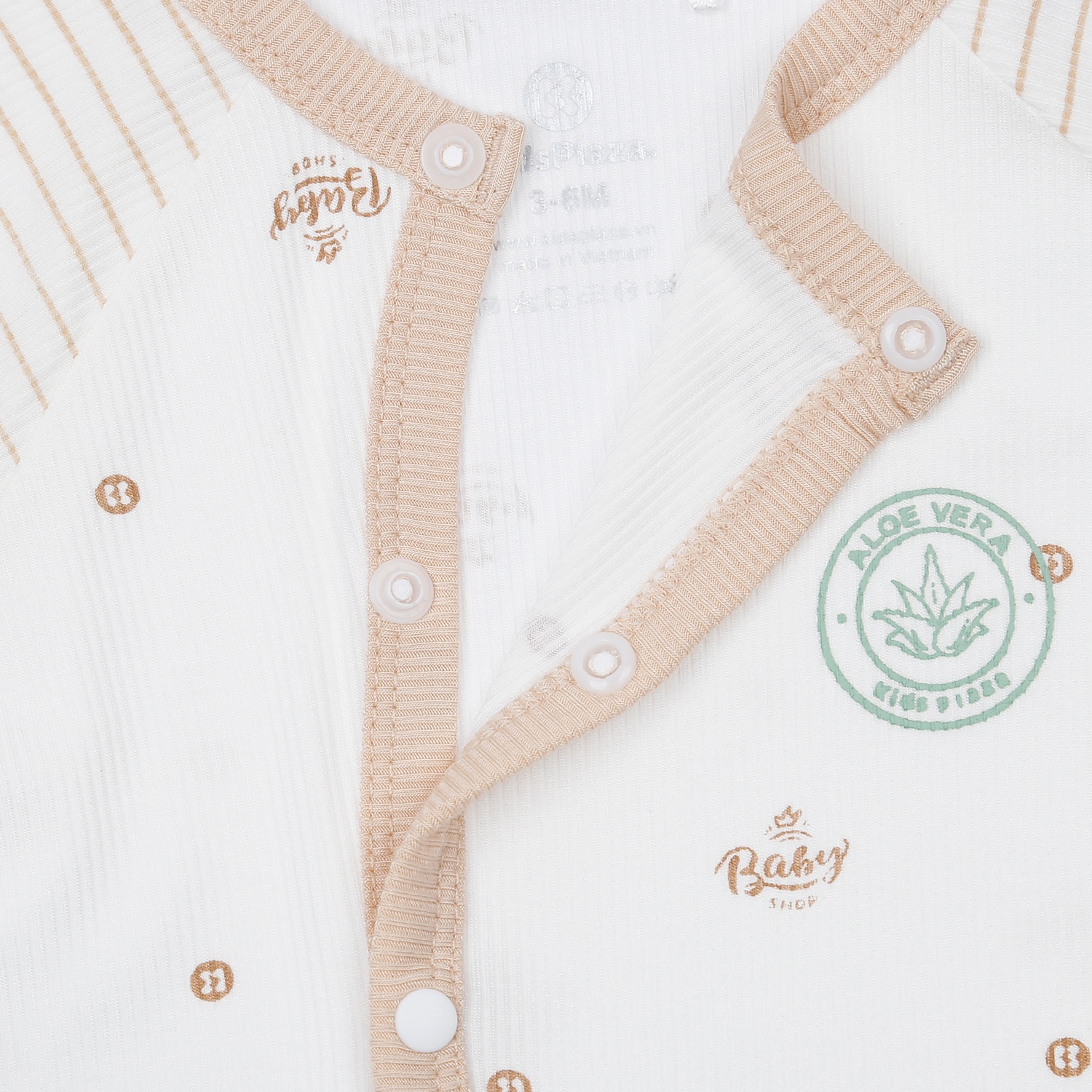 Body sơ sinh cộc tay KidsPlaza cài giữa fresh air ND23H (Trắng)