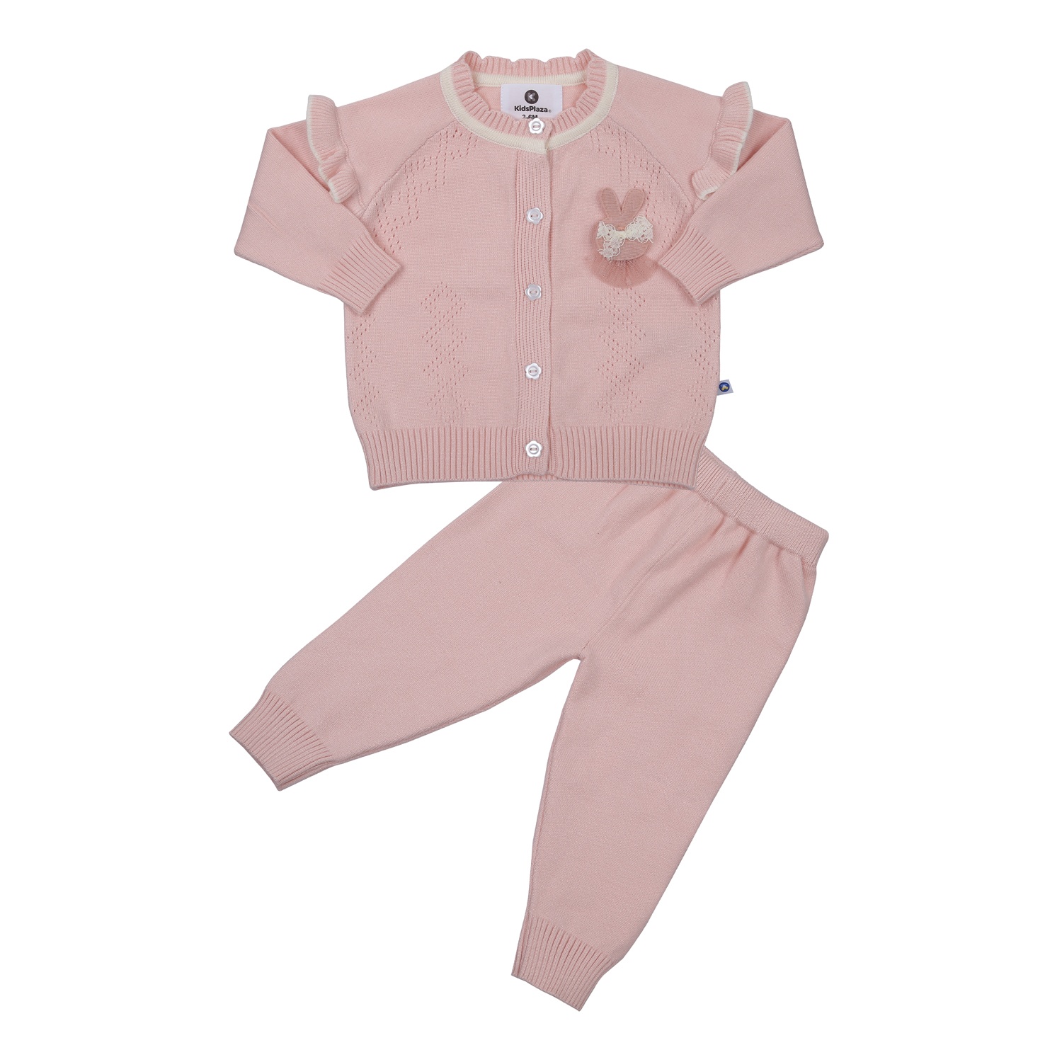 Bộ len sơ sinh bé gái KidsPlaza thêu thỏ HN23D (Hồng)  hình 1