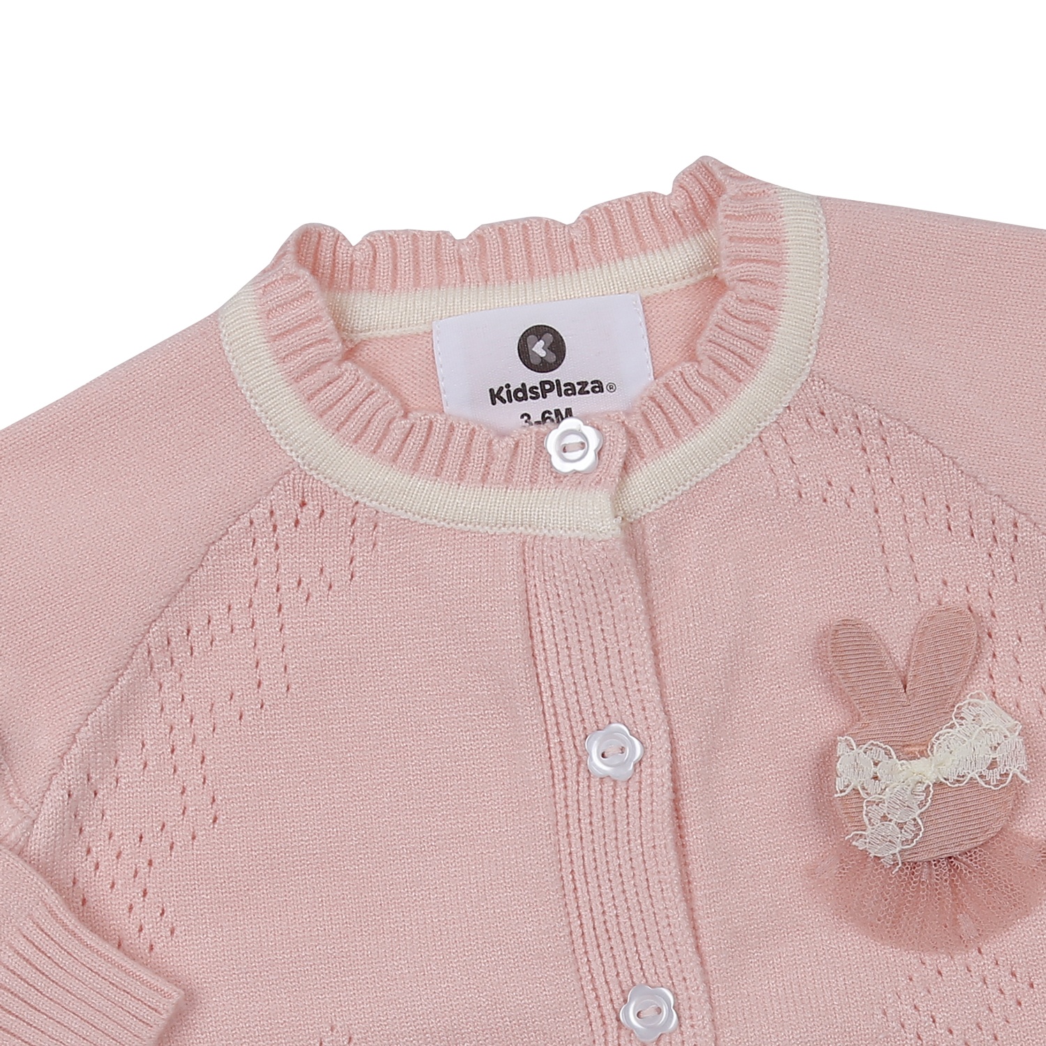 Bộ len sơ sinh bé gái KidsPlaza thêu thỏ HN23D (Hồng)  hình 3