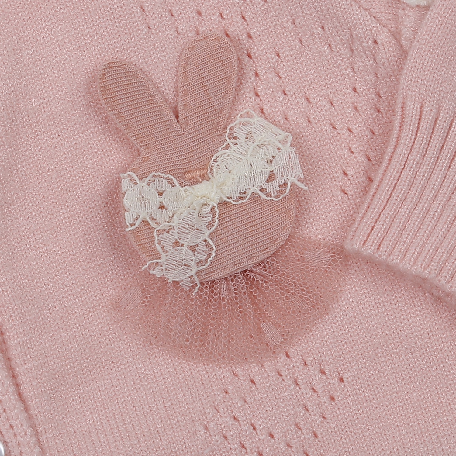 Bộ len sơ sinh bé gái KidsPlaza thêu thỏ HN23D (Hồng)  hình 4
