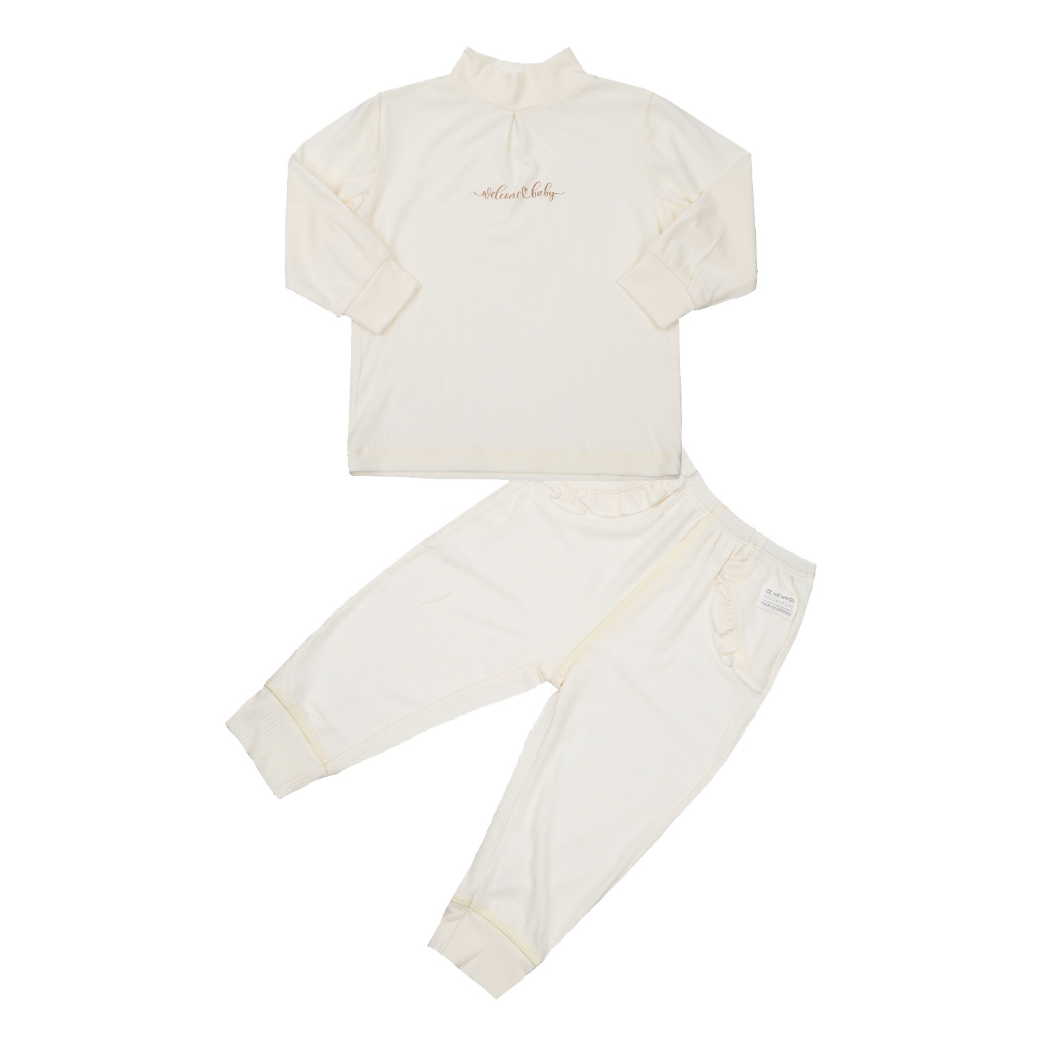 Bộ quần áo dài tay cổ 3 phân kẻ tăm KidsPlaza ND23T (Vàng)