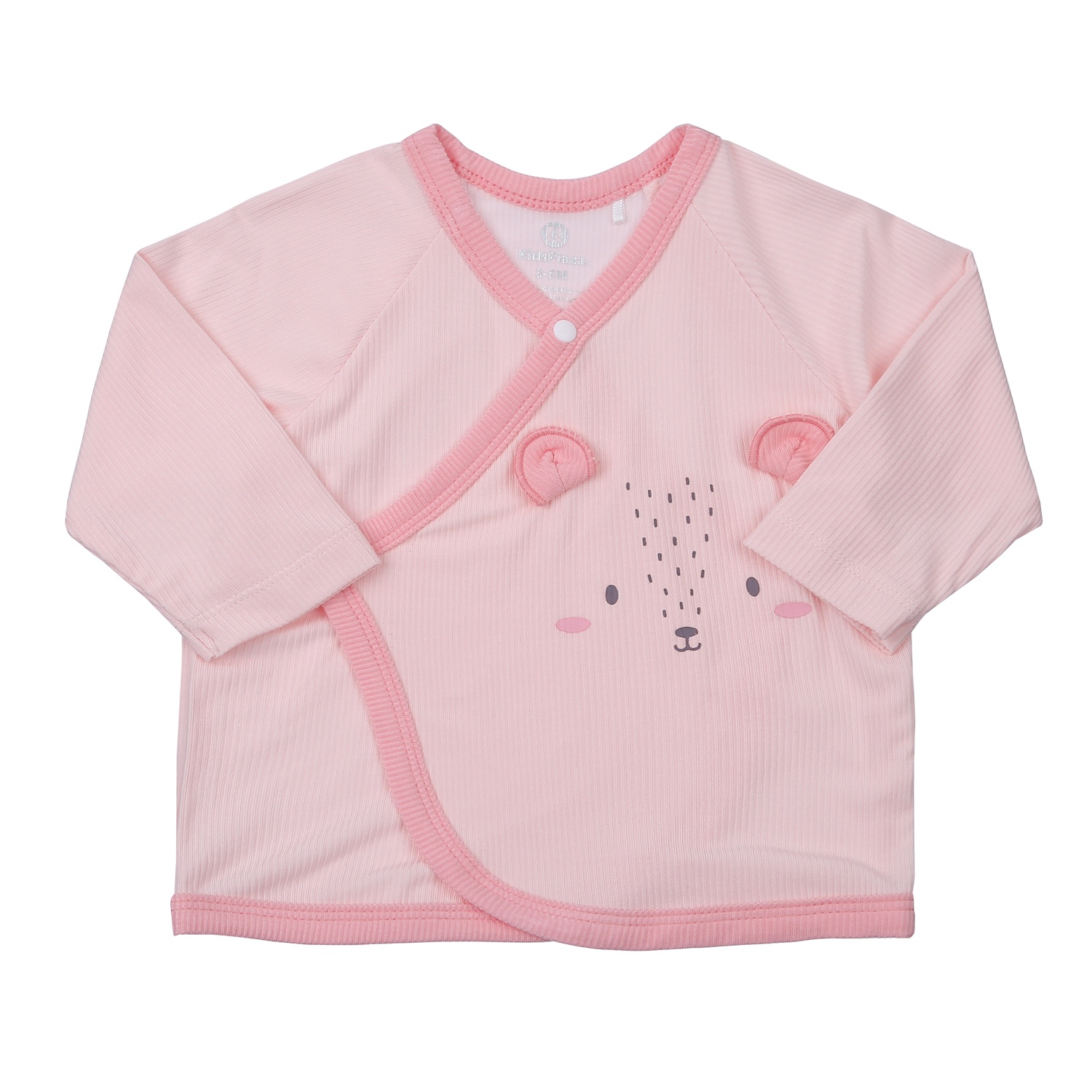 Bộ sơ sinh dài cài lệch Yukata KidsPlaza kẻ tăm ND23T (Hồng) hình 1