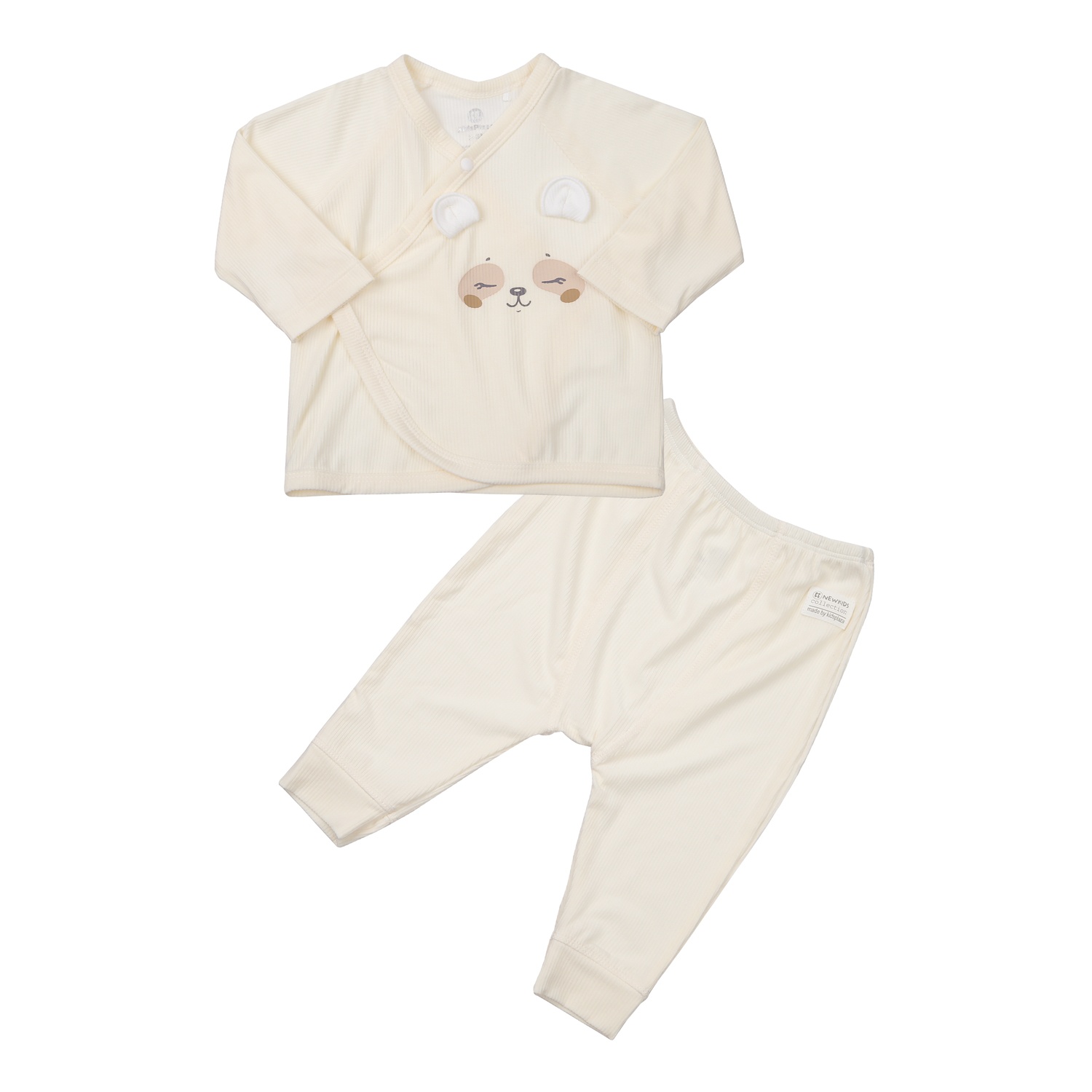 Bộ sơ sinh dài cài lệch Yukata KidsPlaza kẻ tăm ND23T (Vàng)