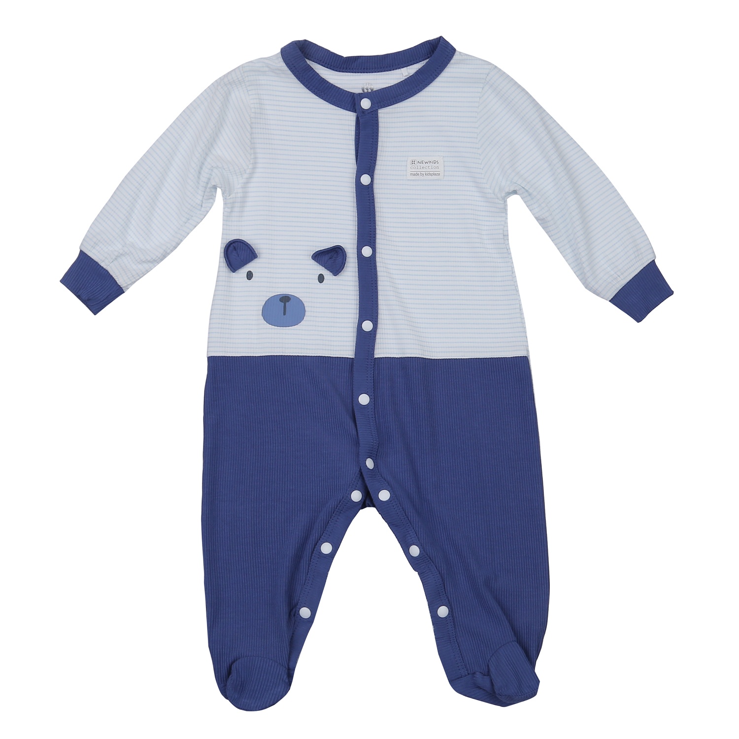 Body dài tay sơ sinh KidsPlaza kẻ tăm ND23T (Xanh kẻ)