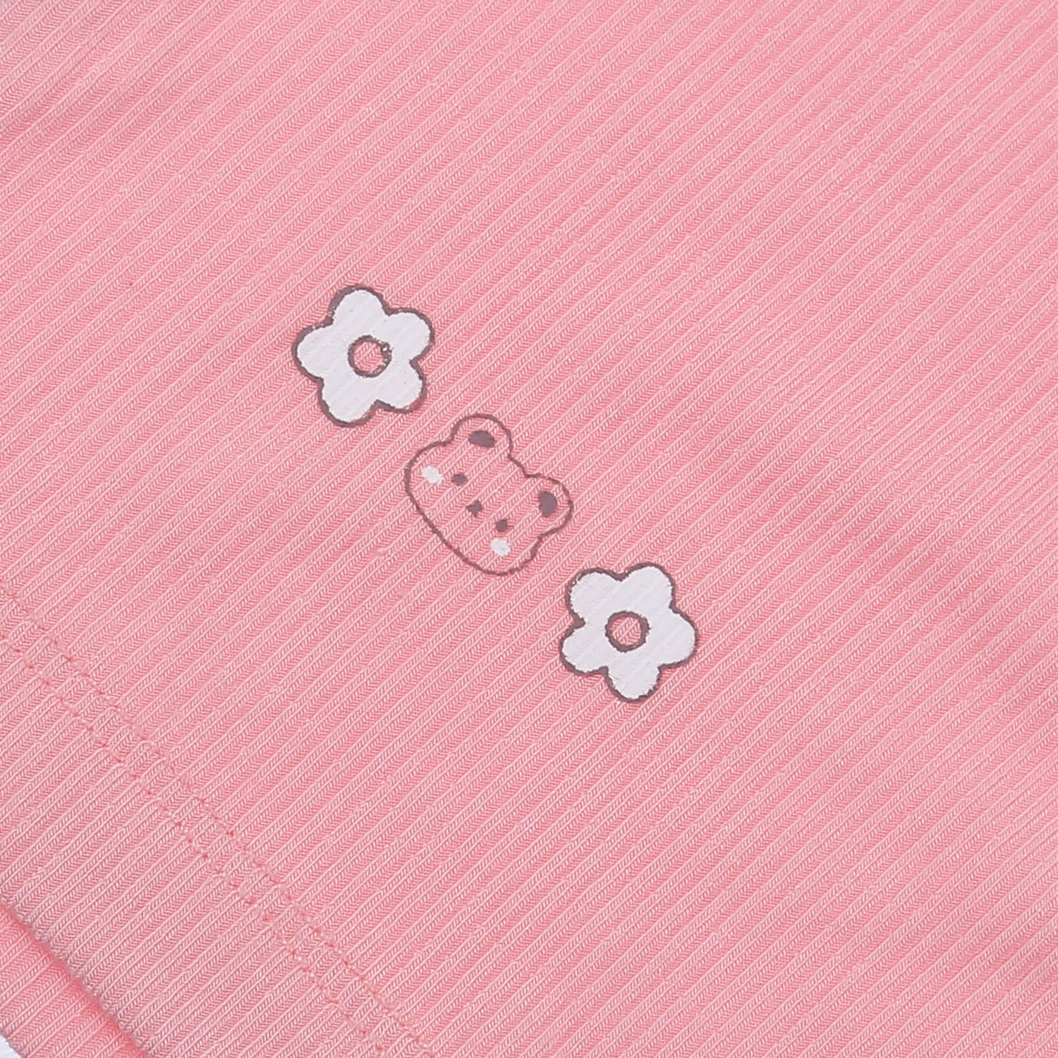 Áo sơ sinh cổ 3 phân KidsPlaza kẻ tăm ND23T (Hồng đậm) hình ngộ nghĩnh)