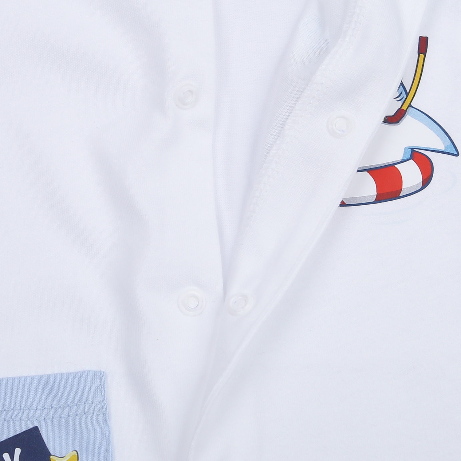 Bộ body dài tay bé trai cài giữa KidsPlaza Shark túi M23T (Trắng xanh)