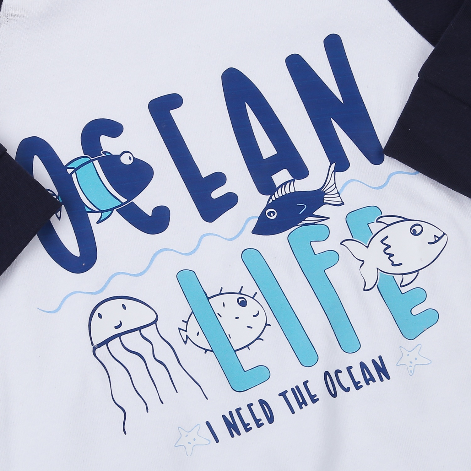 Bộ body dài tay bé trai cài vai KidsPlaza Ocean Life M23T (Trắng xanh) hình 3