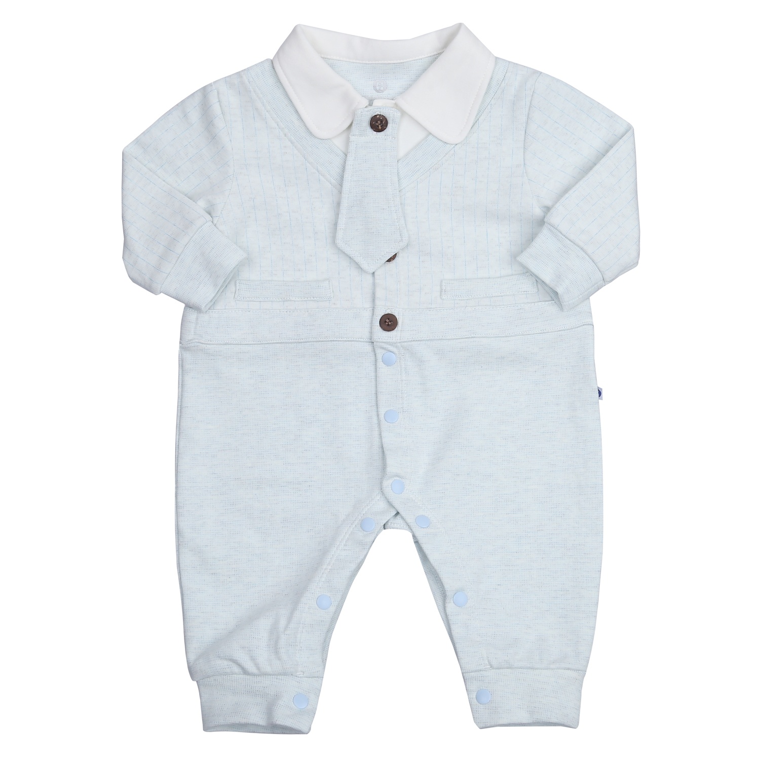 Bộ body dài tay bé trai KidsPlaza kẻ cà vạt HN23T (Trắng xanh)