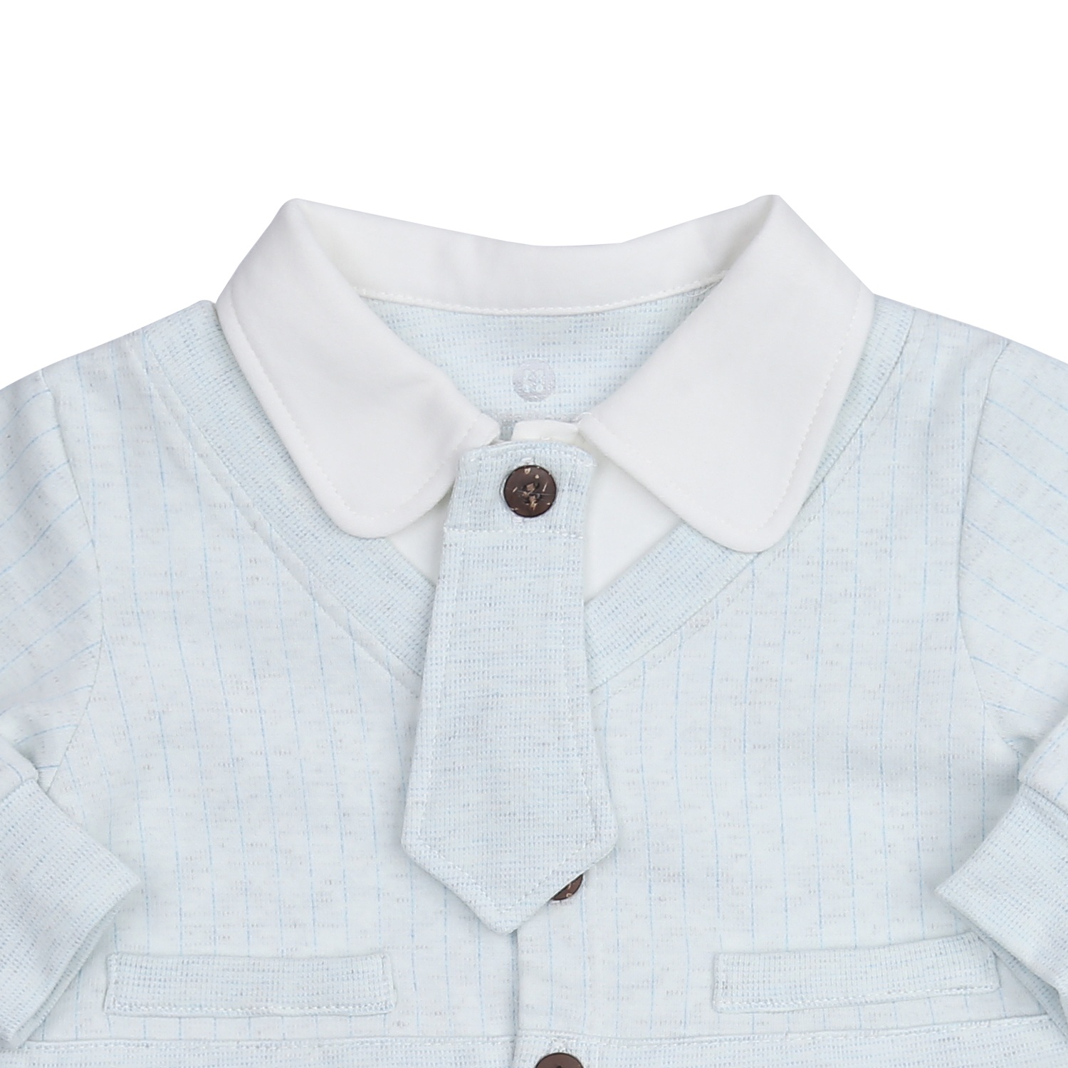 Bộ body dài tay bé trai KidsPlaza kẻ cà vạt HN23T (Trắng xanh)