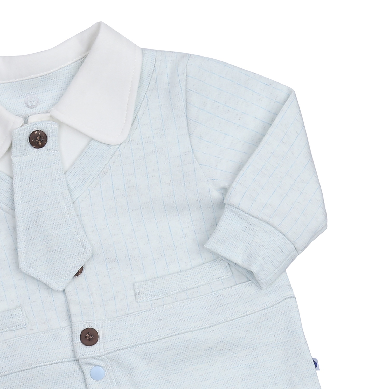 Bộ body dài tay bé trai KidsPlaza kẻ cà vạt HN23T (Trắng xanh)