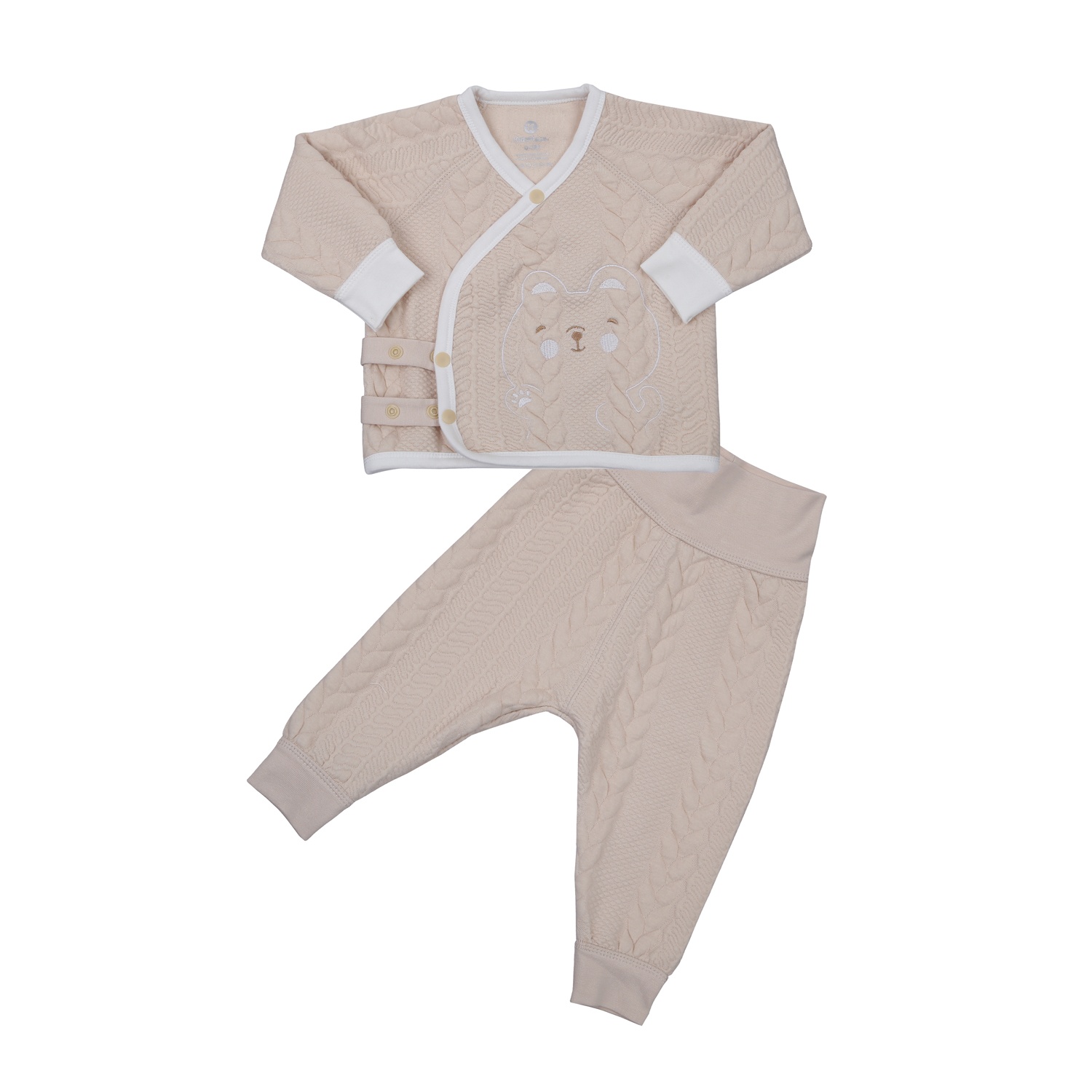 Bộ quần áo dài tay cài chéo KidsPlaza HN23D (Be)